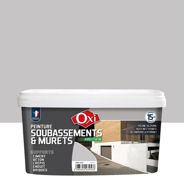 Peinture extérieure façade , OXI gris clair satiné 2.5L