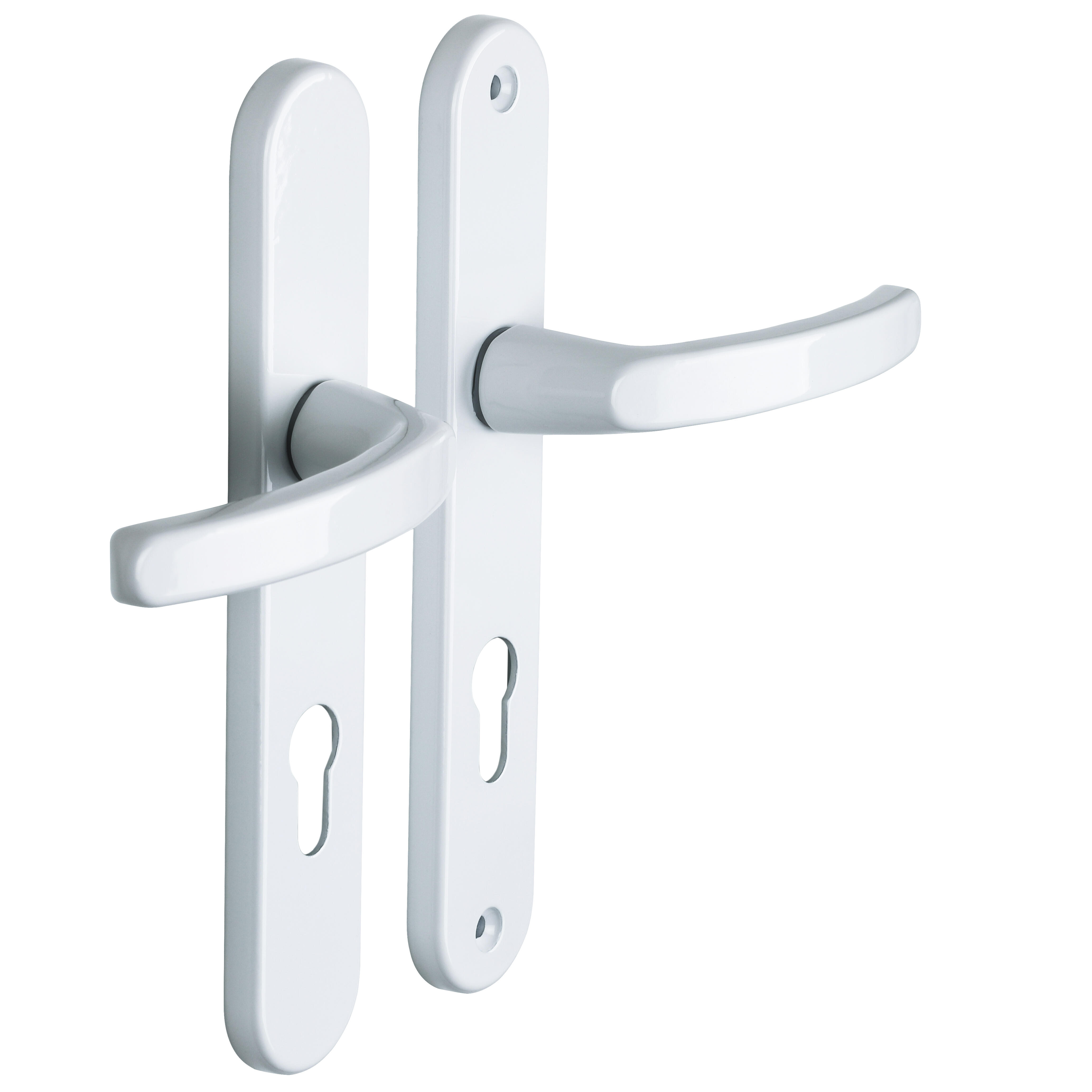 Poignée de porte sur plaque blanche entraxe 195 mm Clé en I BEVERLY x2 - 4