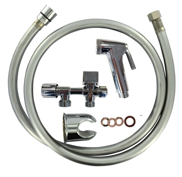 Kit hygiène WC ABS chrome, mâle / femelle 12 x 17/15 x 21 mm, QUICK PLOMBERIE
