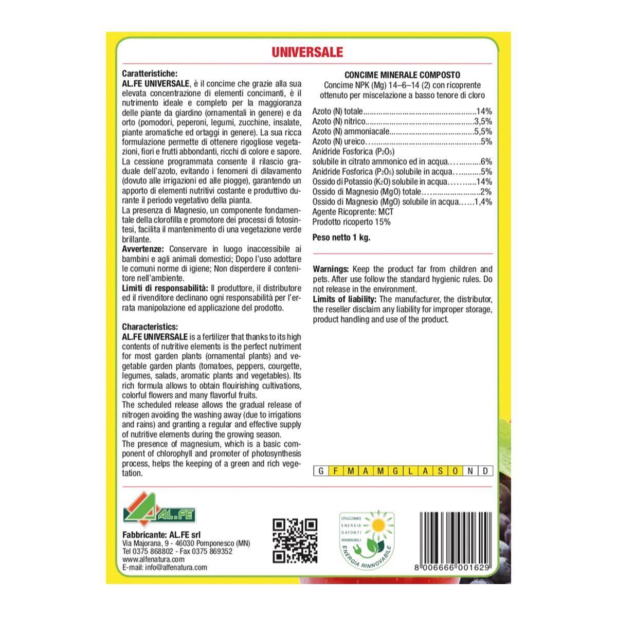 Concime granulato per uso universale Universale per orto e giardino 1 kg - 2