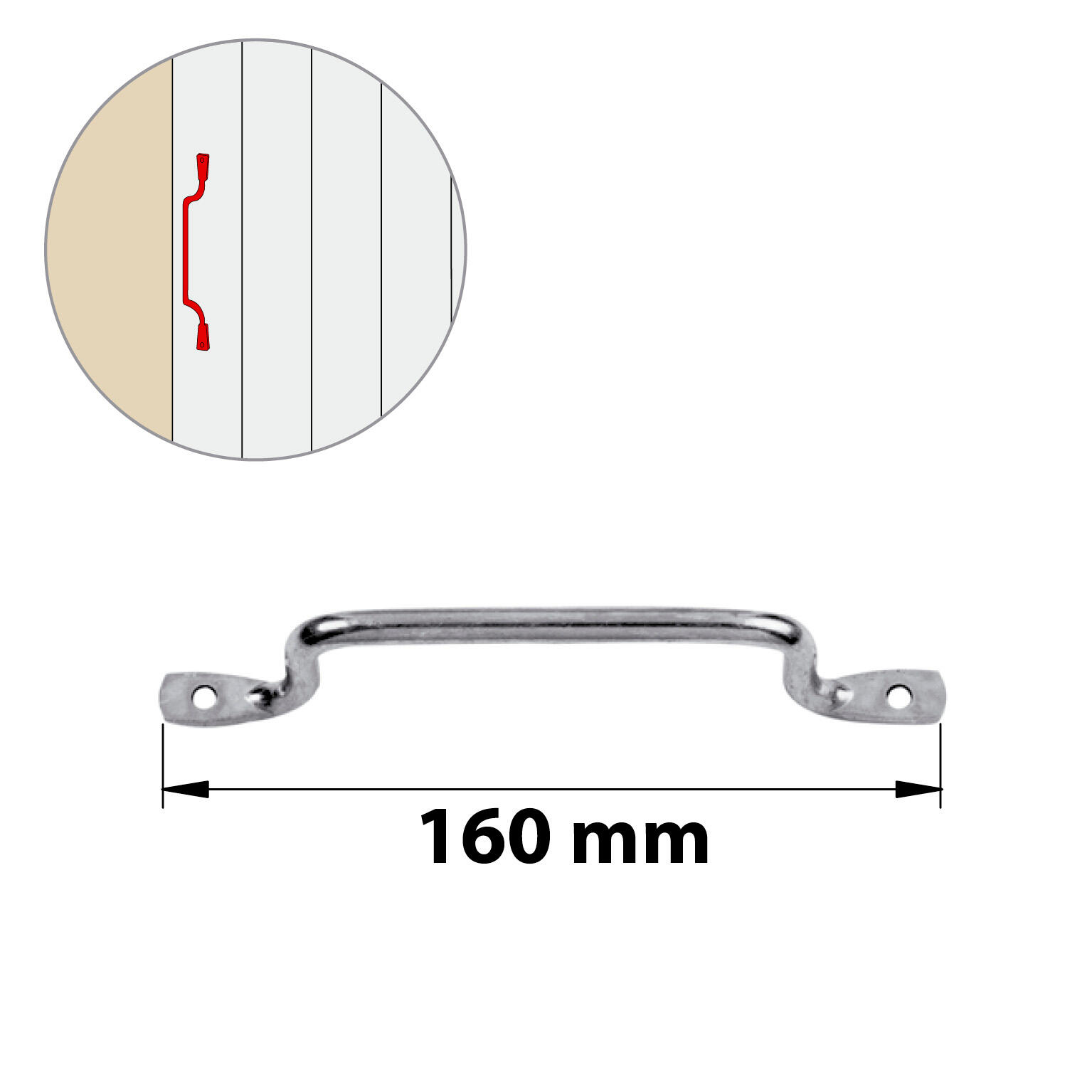 Poignée de volet acier zingué AFBAT, H.35 x l.160 mm - 2