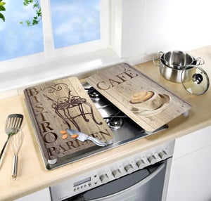 Protection Plaque De Cuisson En Verre Trempé - Modèle Marbre Blanc 60x52 Cm, Antidérapante, Facile à Nettoyer