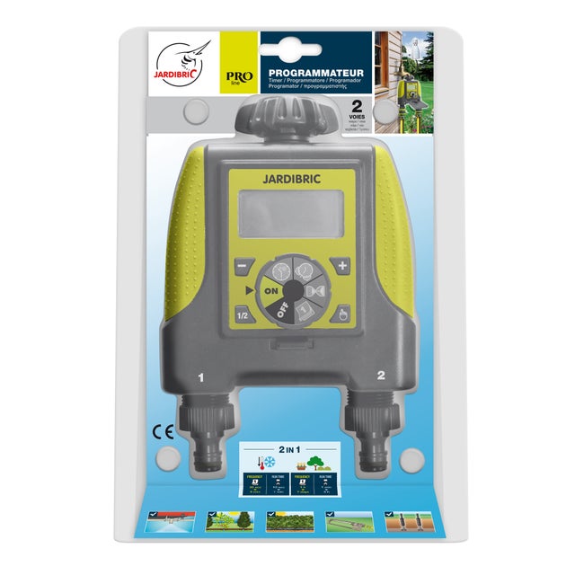Jardibric 11224 Programmateur D'Arrosage Électronique 1 Sortie - Facile à Utiliser Sur Robinet, Gris