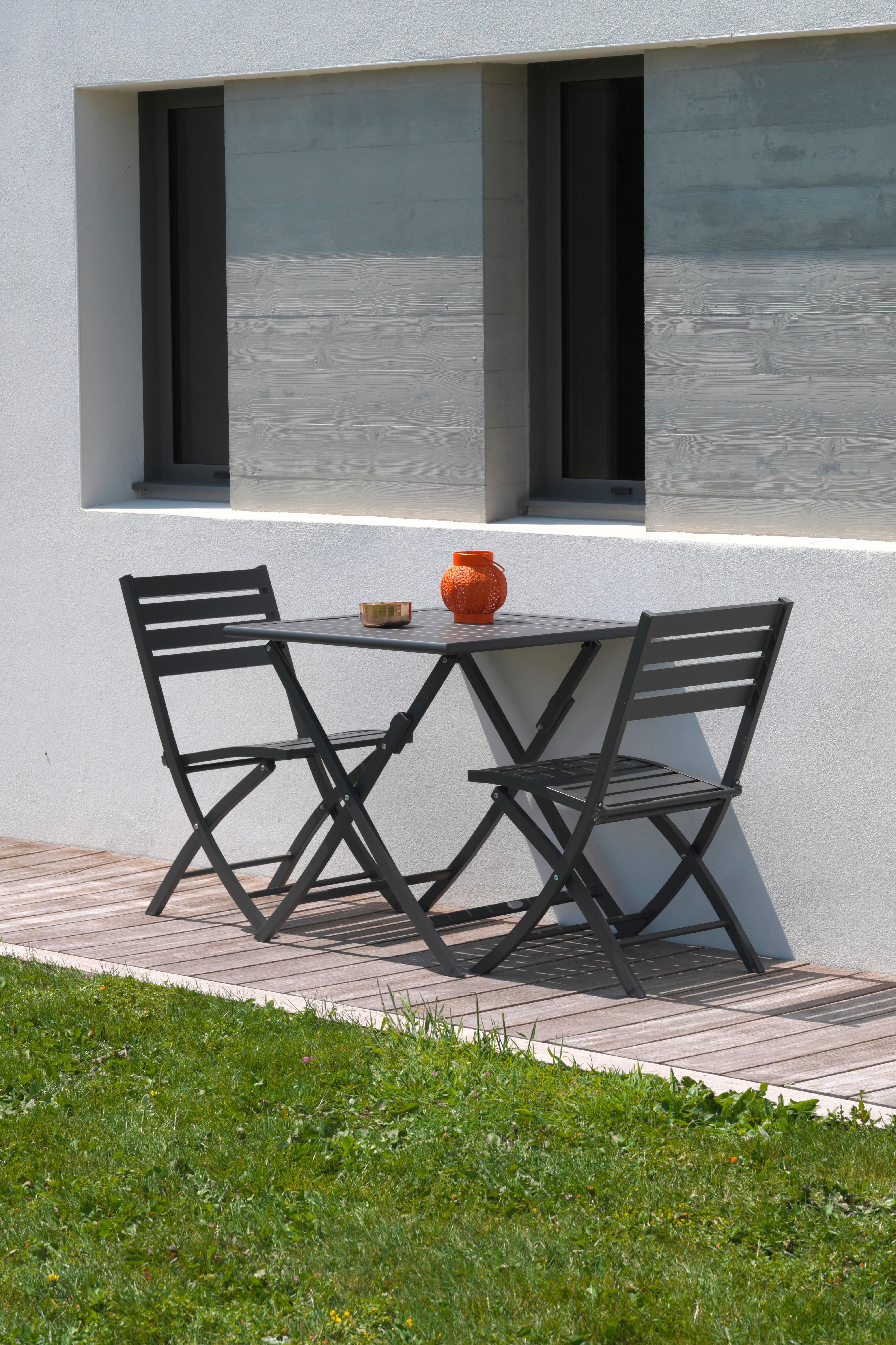 Table de jardin pliante Marius carré noir 2 personnes - CITY GARDEN - 4