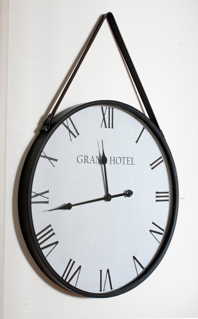 Horloge à fixation murale acier Barbier grand hôtel noir Diam.60 cm