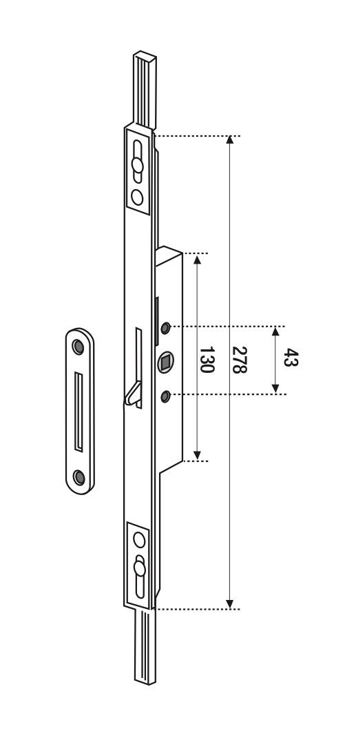 Serrure de crémone à encastrer multipoint, FERCO - 2