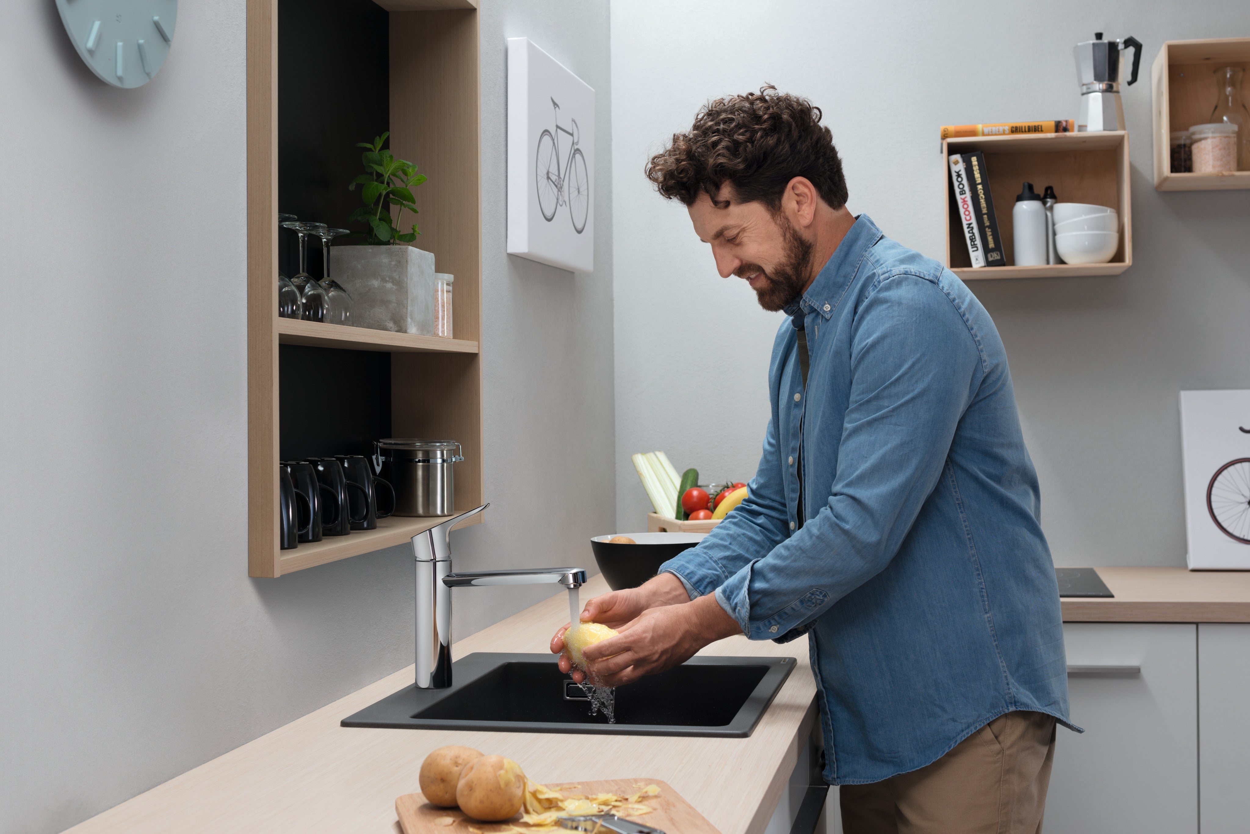 Rubinetto da cucina fisso Focus M43 argento cromato lucido HANSGROHE - 3