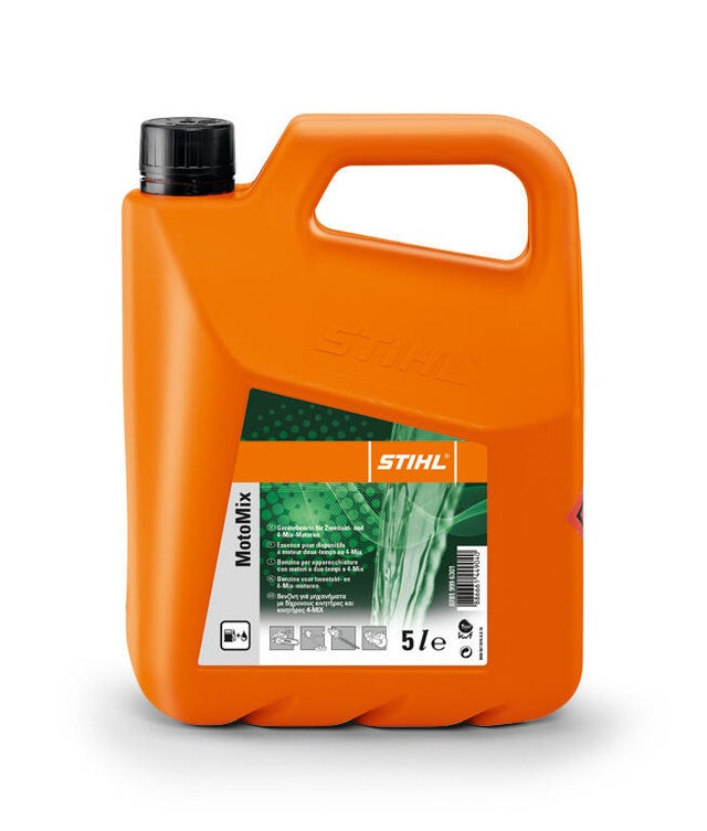 Mélange 2% STIHL MOTOMIX pour moteurs 2 temps, bidon de 5 litres.