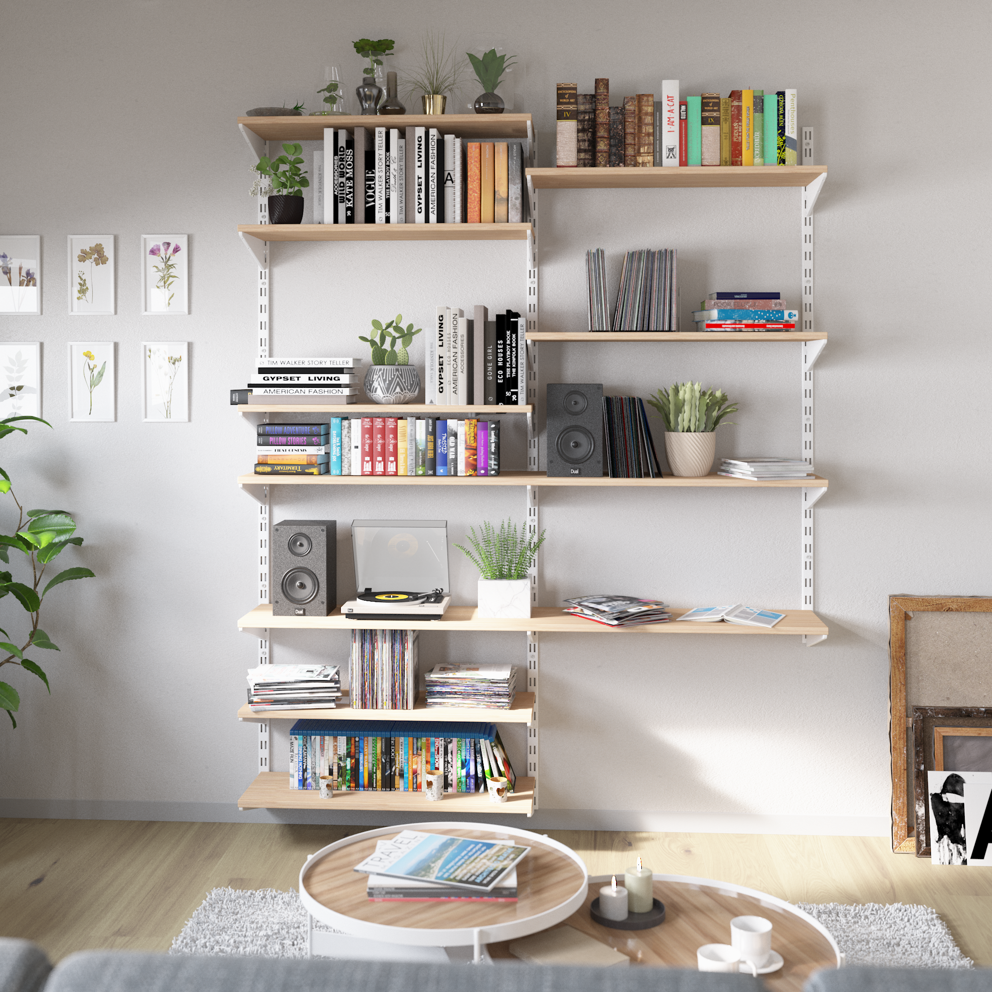 Lot de 4 crémaillères doubles acier, H.200 cm entraxe 50 mm - 4