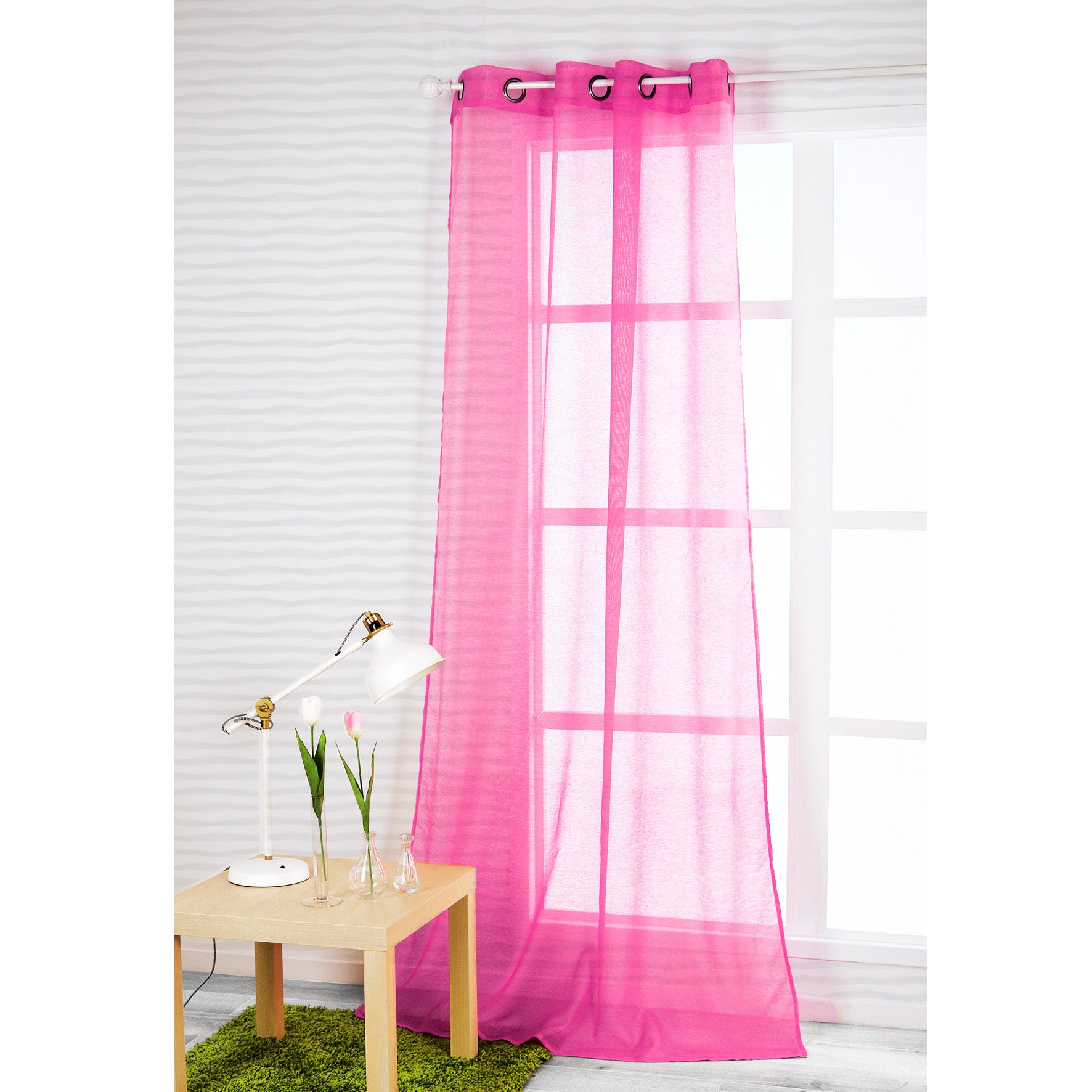 Voilage tamisant, Dolly, rose H.240 x l.140 cm - 2
