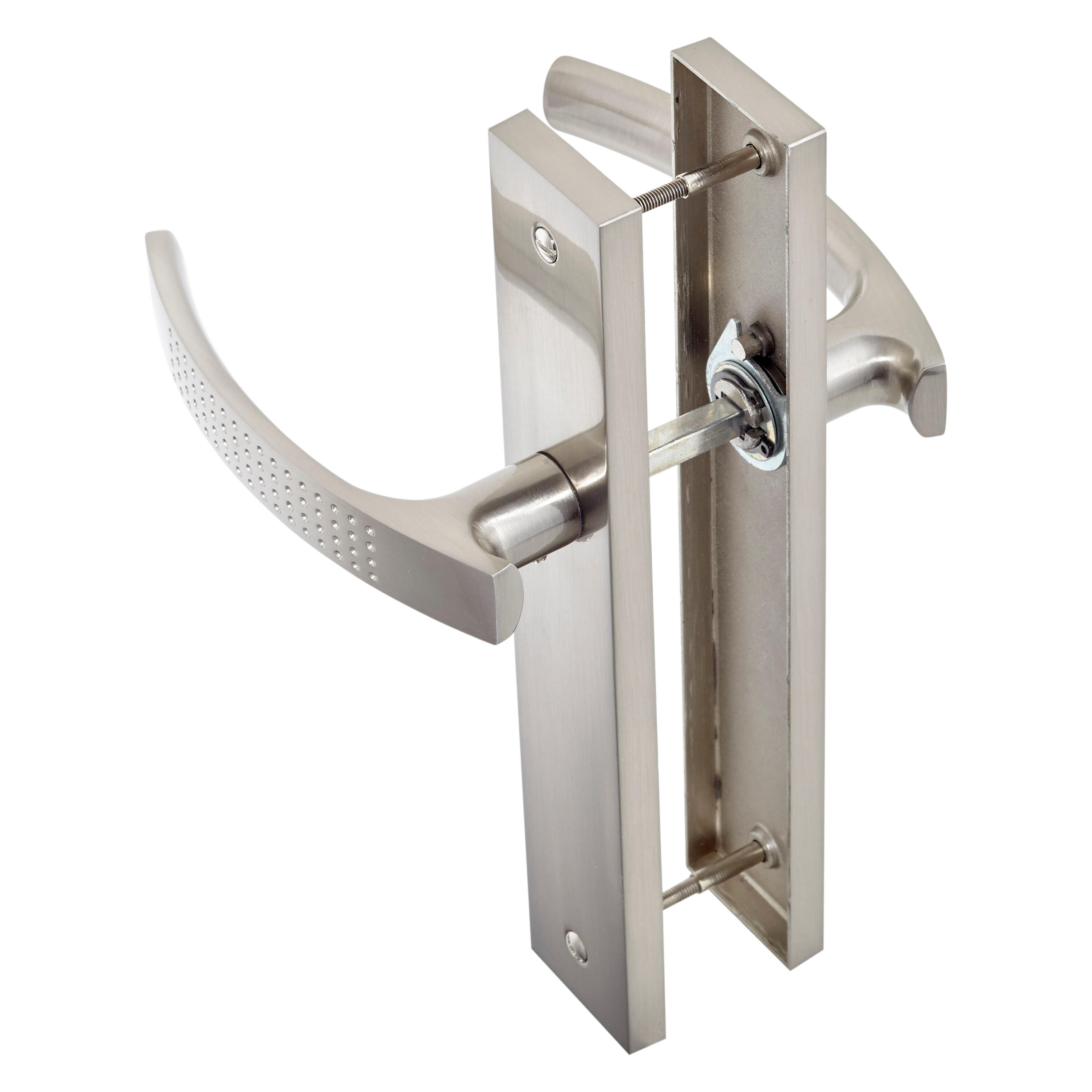 2 poignées sur plaque sans trou Louna aluminium nickel brillant, entraxe 195 mm - 4