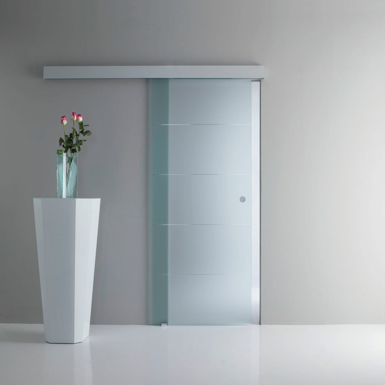 Anta per porta scorrevole esterno muro Pegaso in vetro trasparente, L 76 x H 215 cm, apertura reversibile - 2