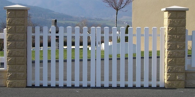 Portail battant pvc recyclé aAUREY, 3,5 x 1,20 m, blanc, l.350 cm x H.120 cm