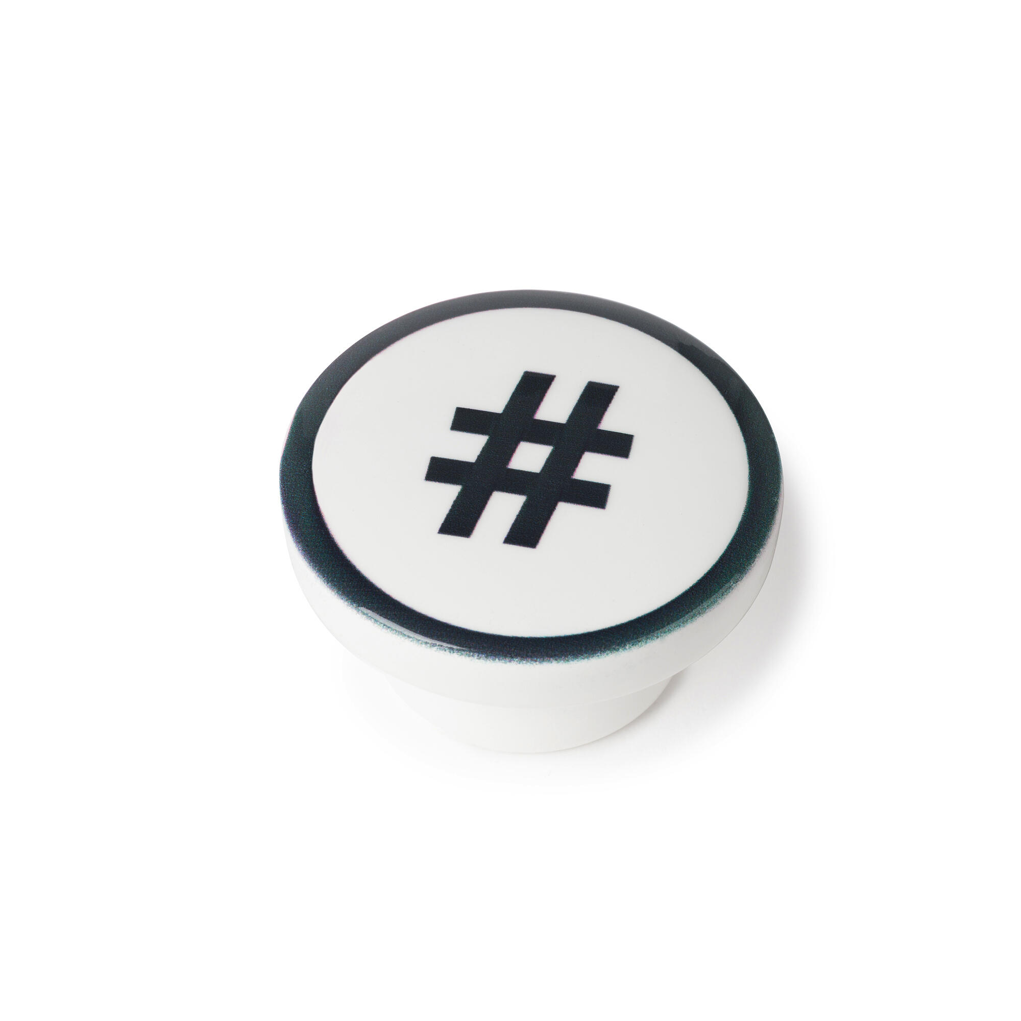 4 boutons de meuble ronds Emoti, bois noir / blanc verni, Diam.38 mm - 4
