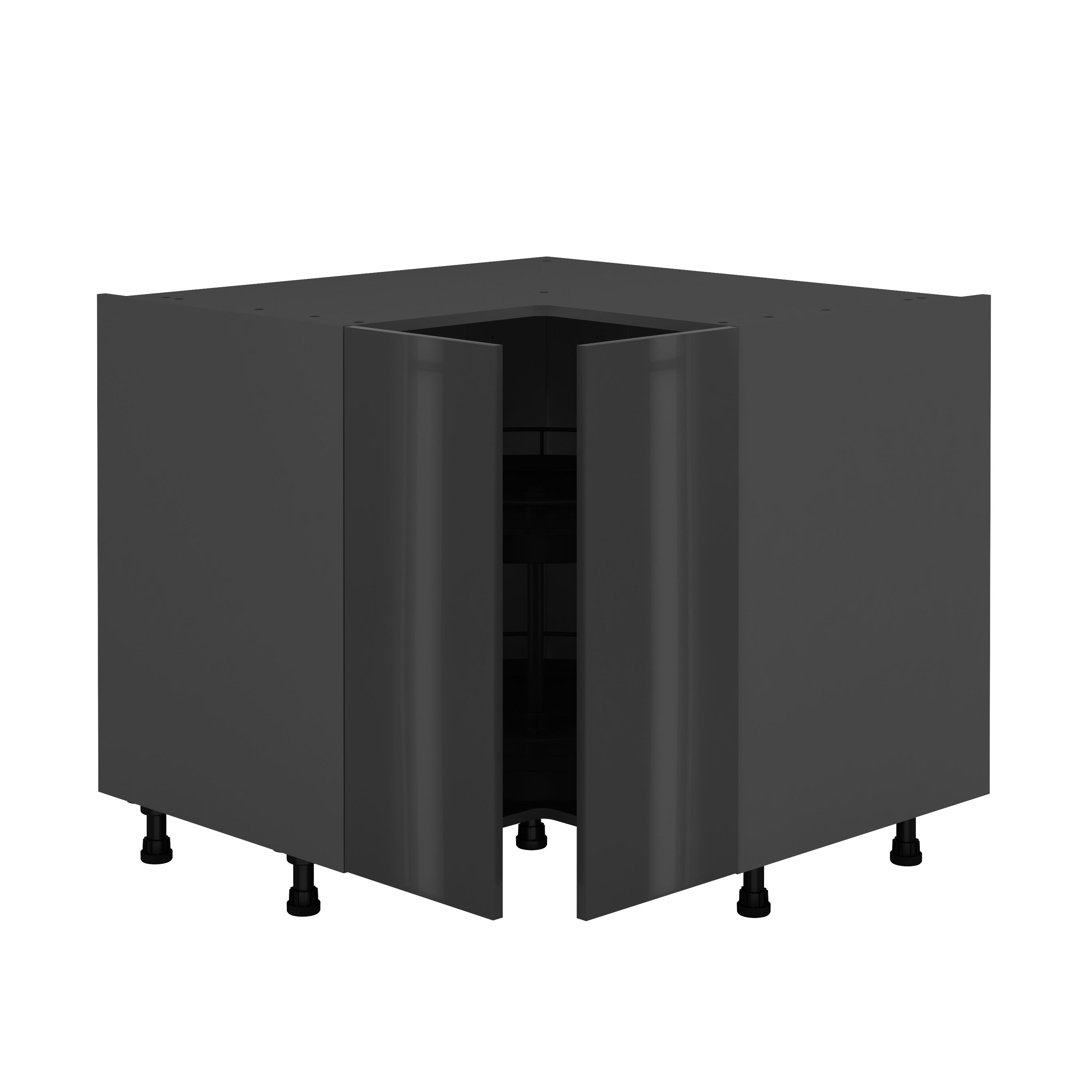 Meuble bas d'angle de cuisine Sevilla gris foncé 2 portes H77 x l97 ...
