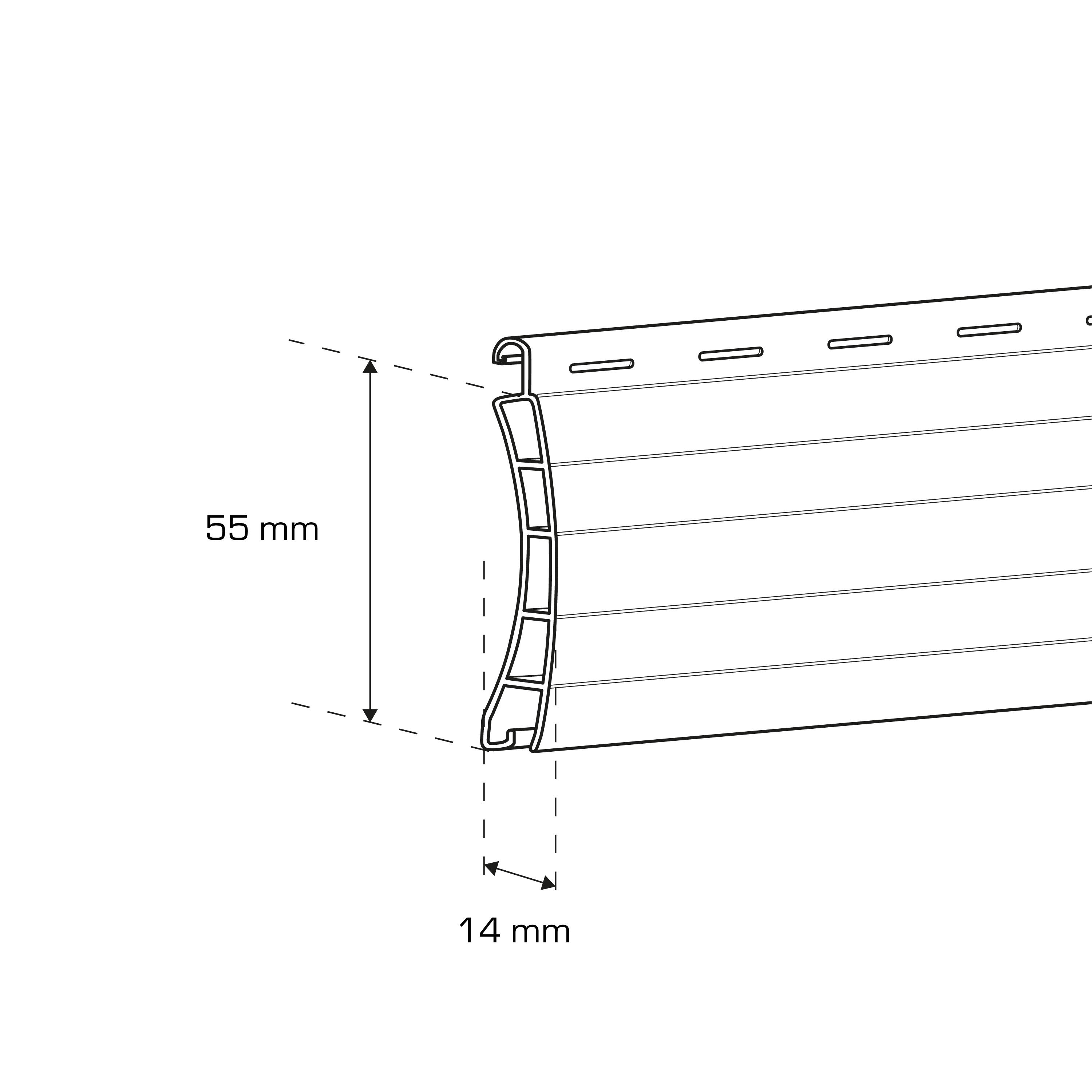 4 lames PVC blanches H.55xL.2500 mm - 2