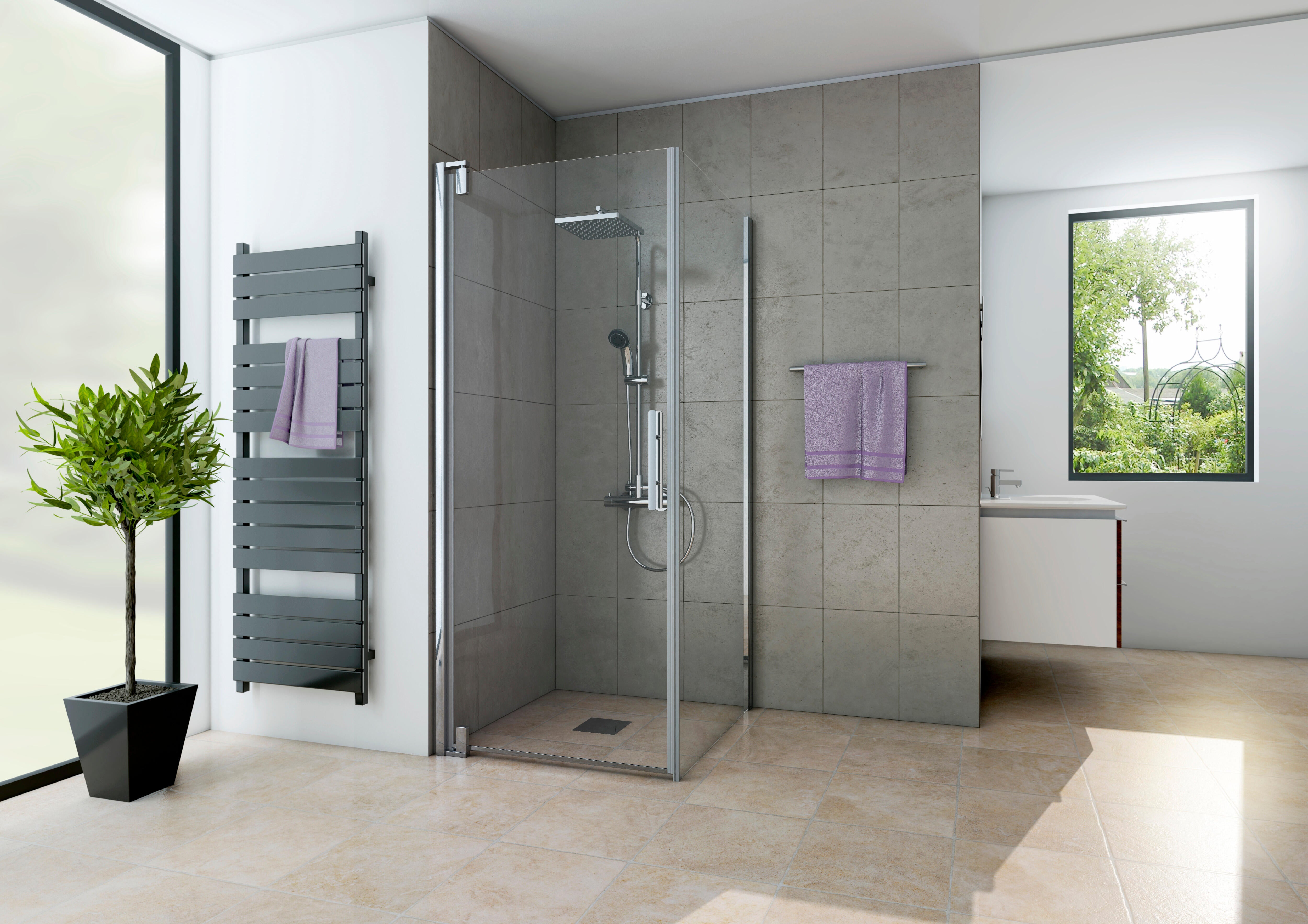 Porte de douche pivotante produit sans finition 80 cm, Adena - 8