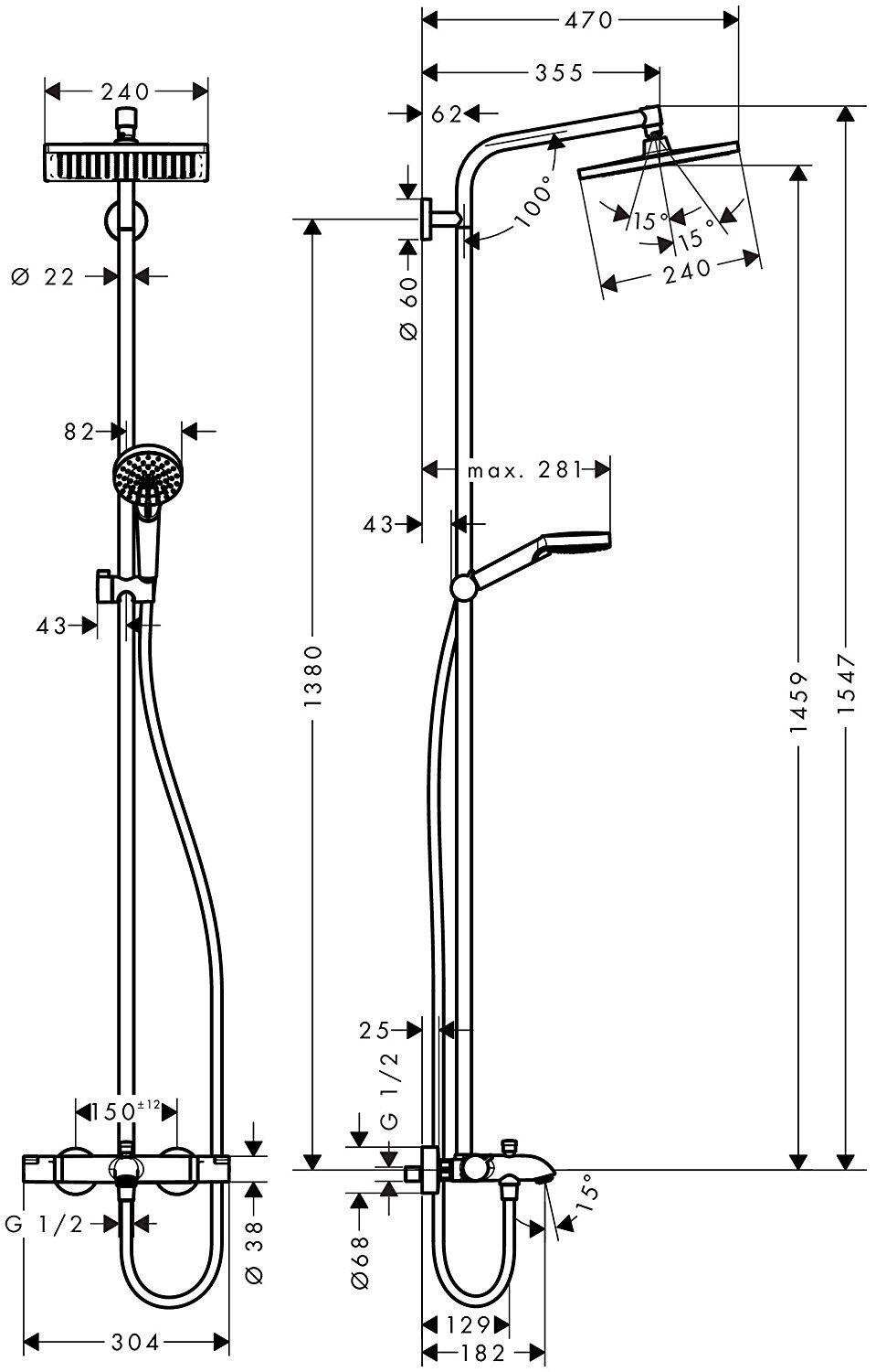 Colonne de douche avec robinet HANSGROHE Crometta e240 chrome - 5