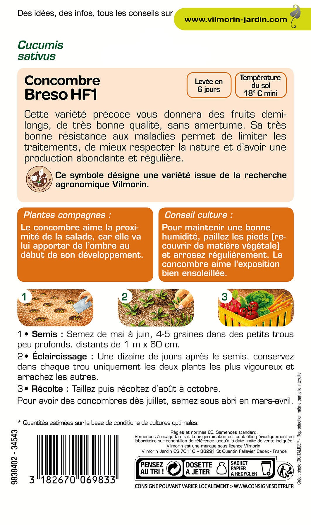 Graines de concombre VILMORIN 1 g - 2