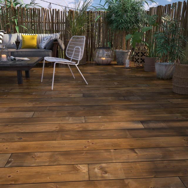 Lame terrasse bois épicéa marron, L.240 x l.14.5 cm x Ep.27 mm