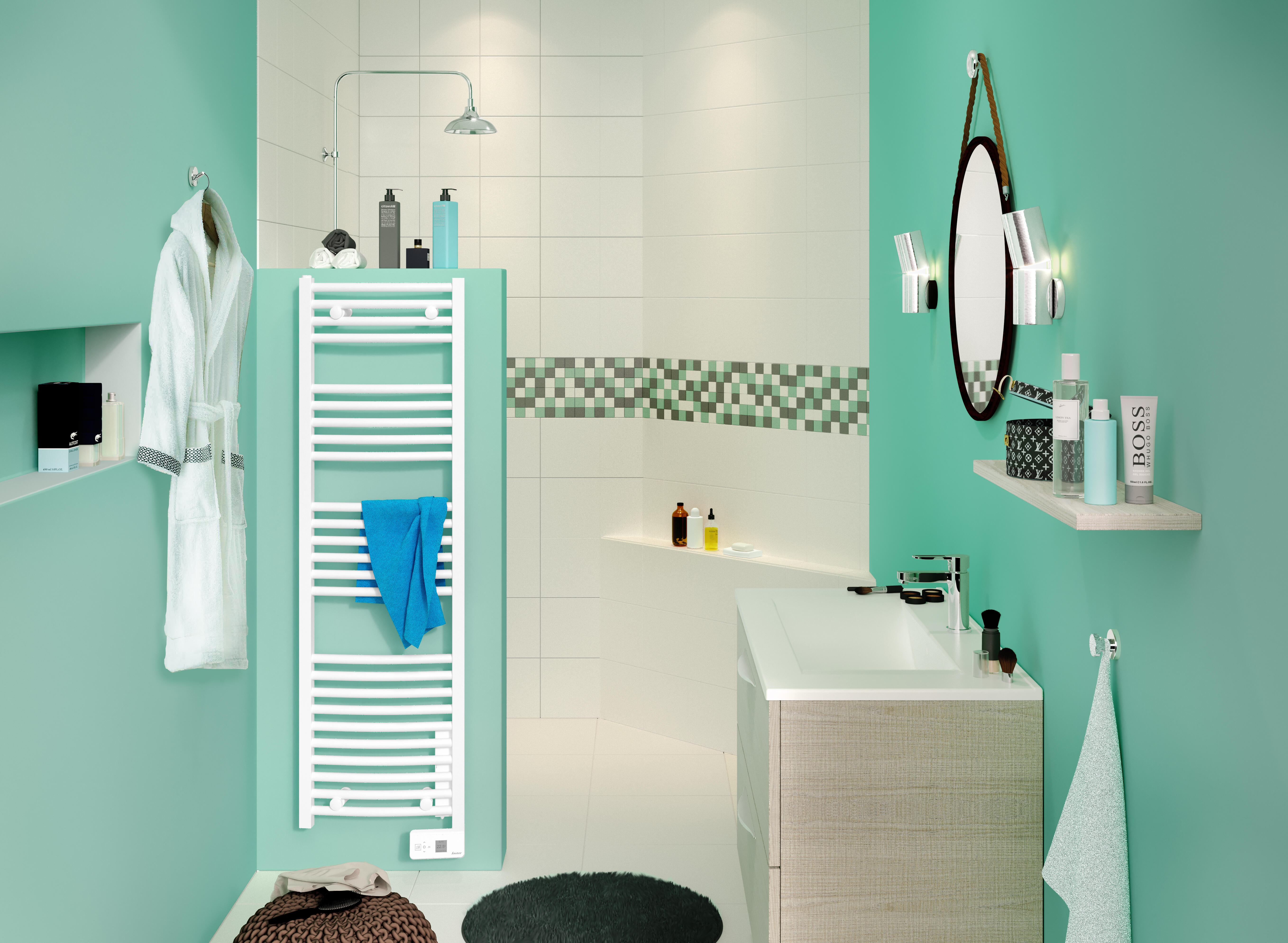 Sèche-serviettes électrique SAUTER 500W, H.142 x l.40 cm Goreli digital slim - 3