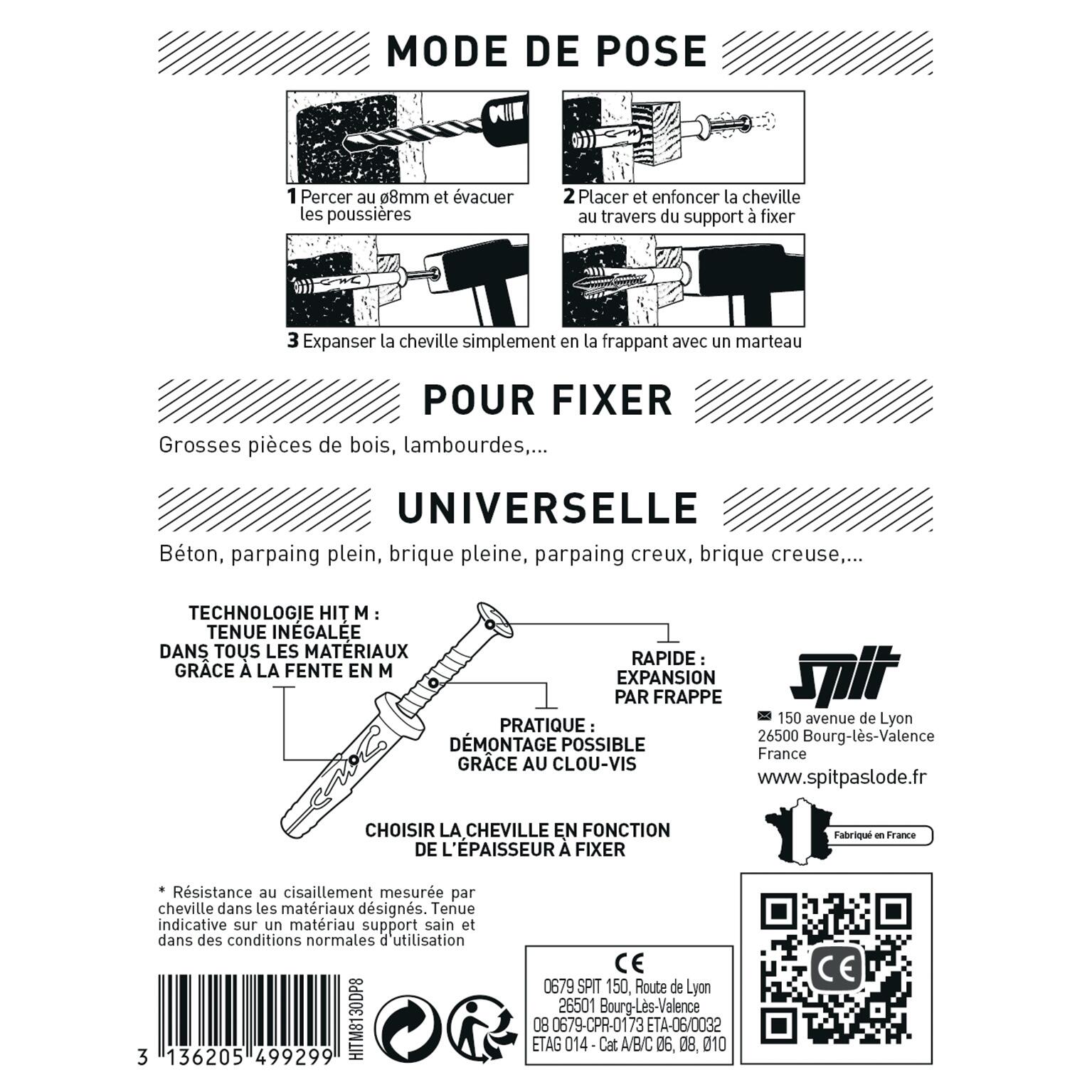 Cheville murale hit m SPIT x L.130 mm - 2