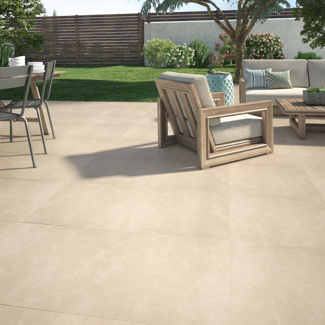 Carrelage sol extérieur effet pierre beige Sicile l.60 x L.60 cm