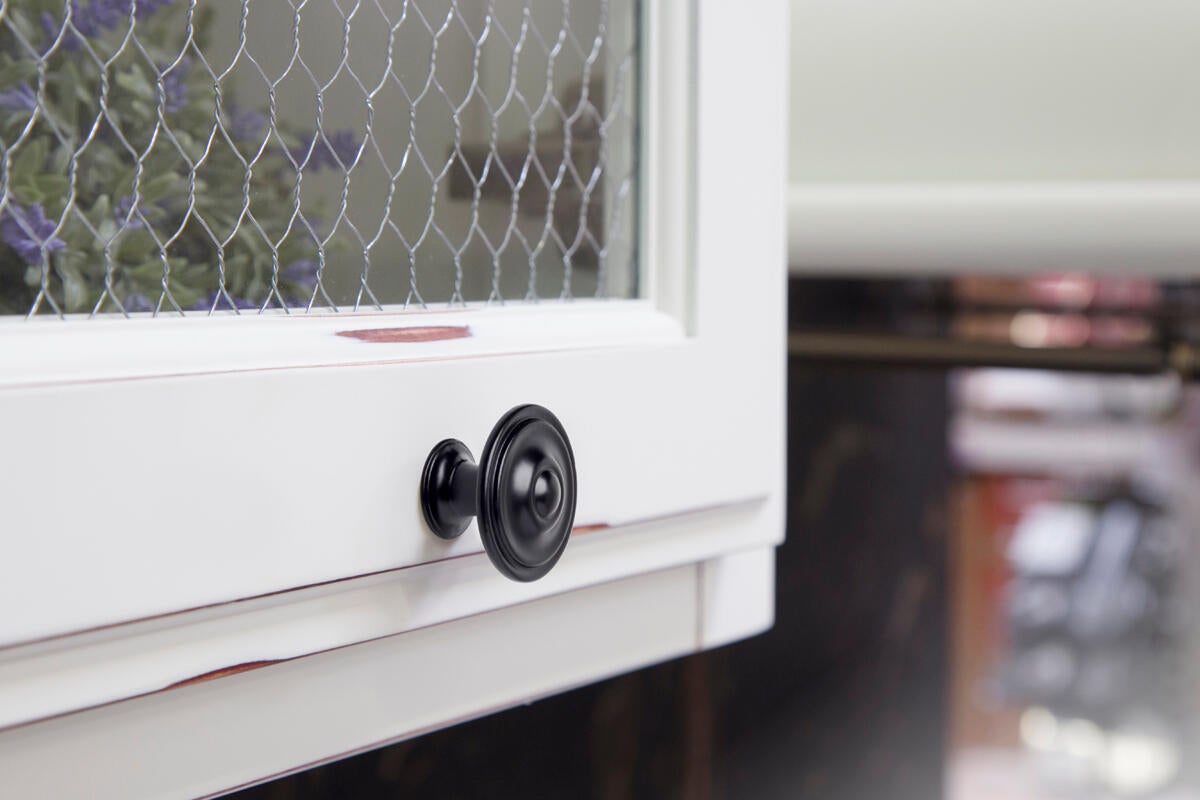 Bouton de meuble rond James, zamak noir peint, Diam.35 mm - 2