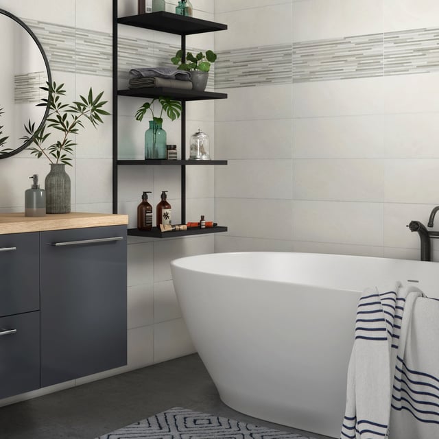 Carrelage mur intérieur effet béton gris clair Typo l.20 x L.50 cm