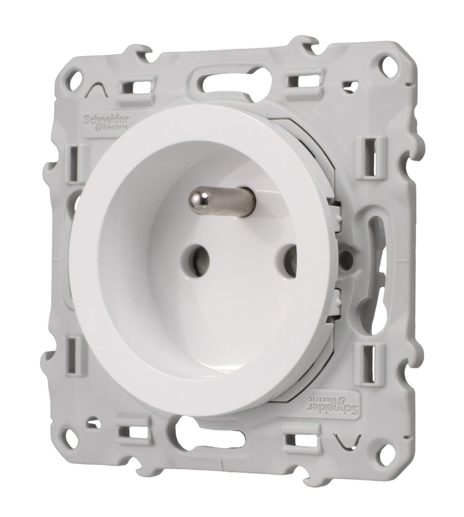Prise avec terre à assembler Odace, SCHNEIDER ELECTRIC, blanc - 15