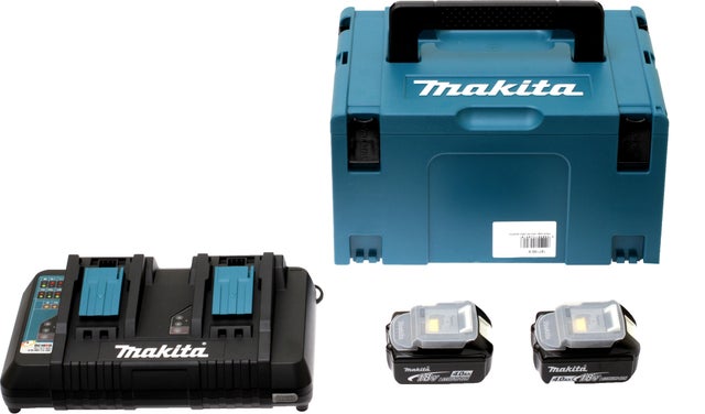 Pack batterie 18V 2 x 5Ah (bl1850) + chargeur double empreinte (DC18RD) + MAKPAC - 197629-2 MAKITA