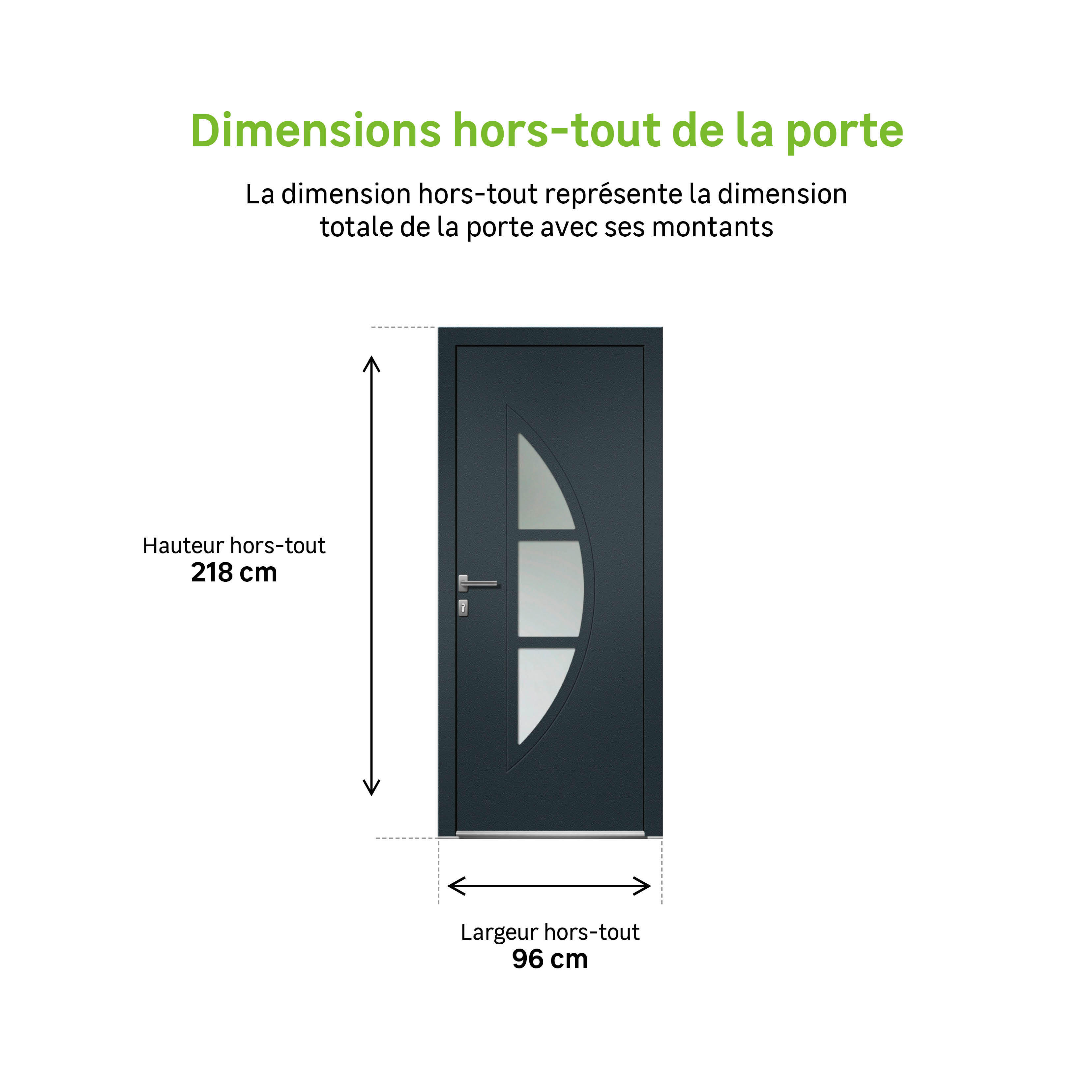 Porte d'entrée Alu Omaha 2 Essentiel H.215 x l.90 cm gris anthr., p. gauche - 4