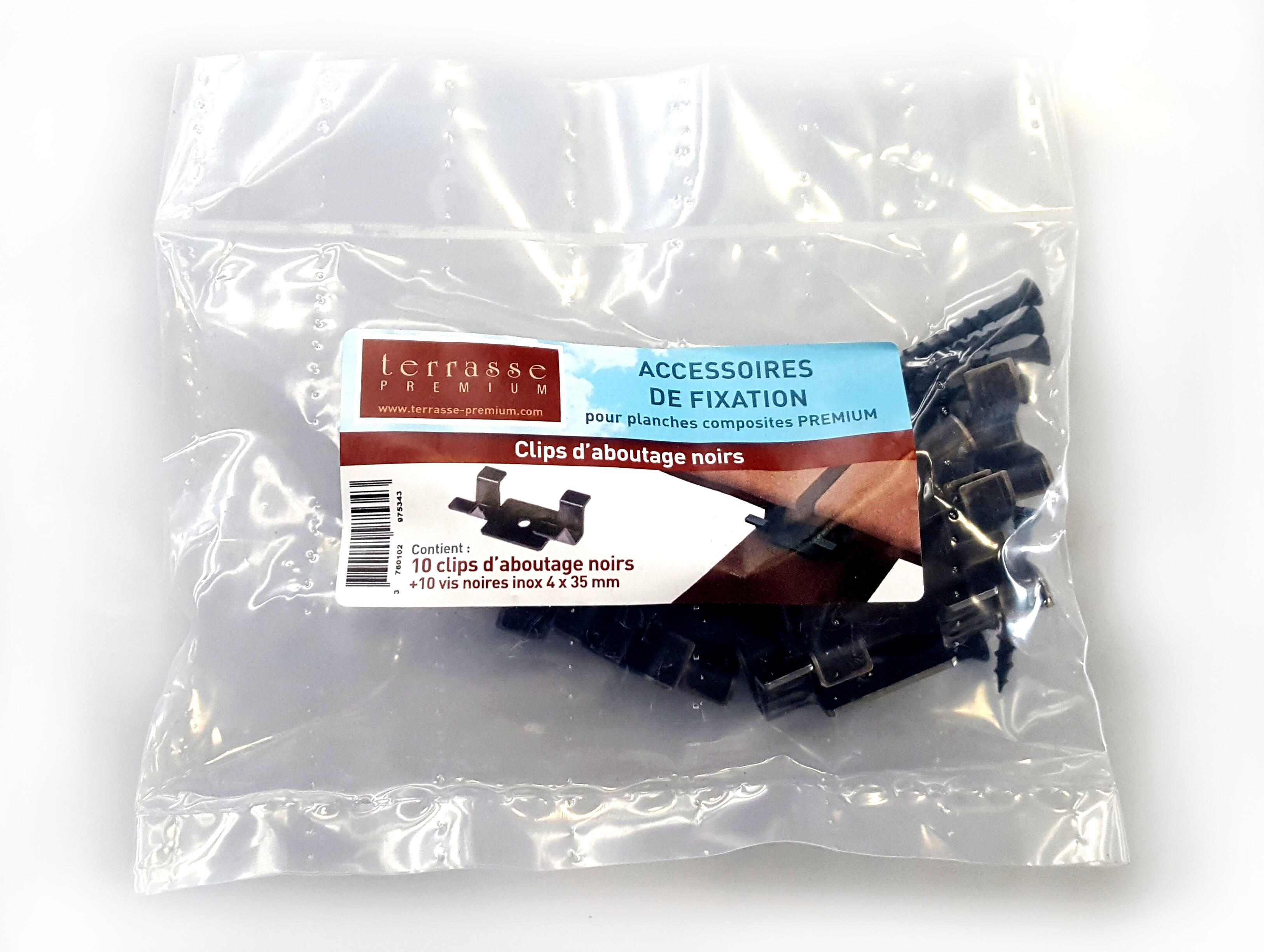 Lot de 10 clips d'aboutage pour planches composite, L.0.05 x l.0.025 m