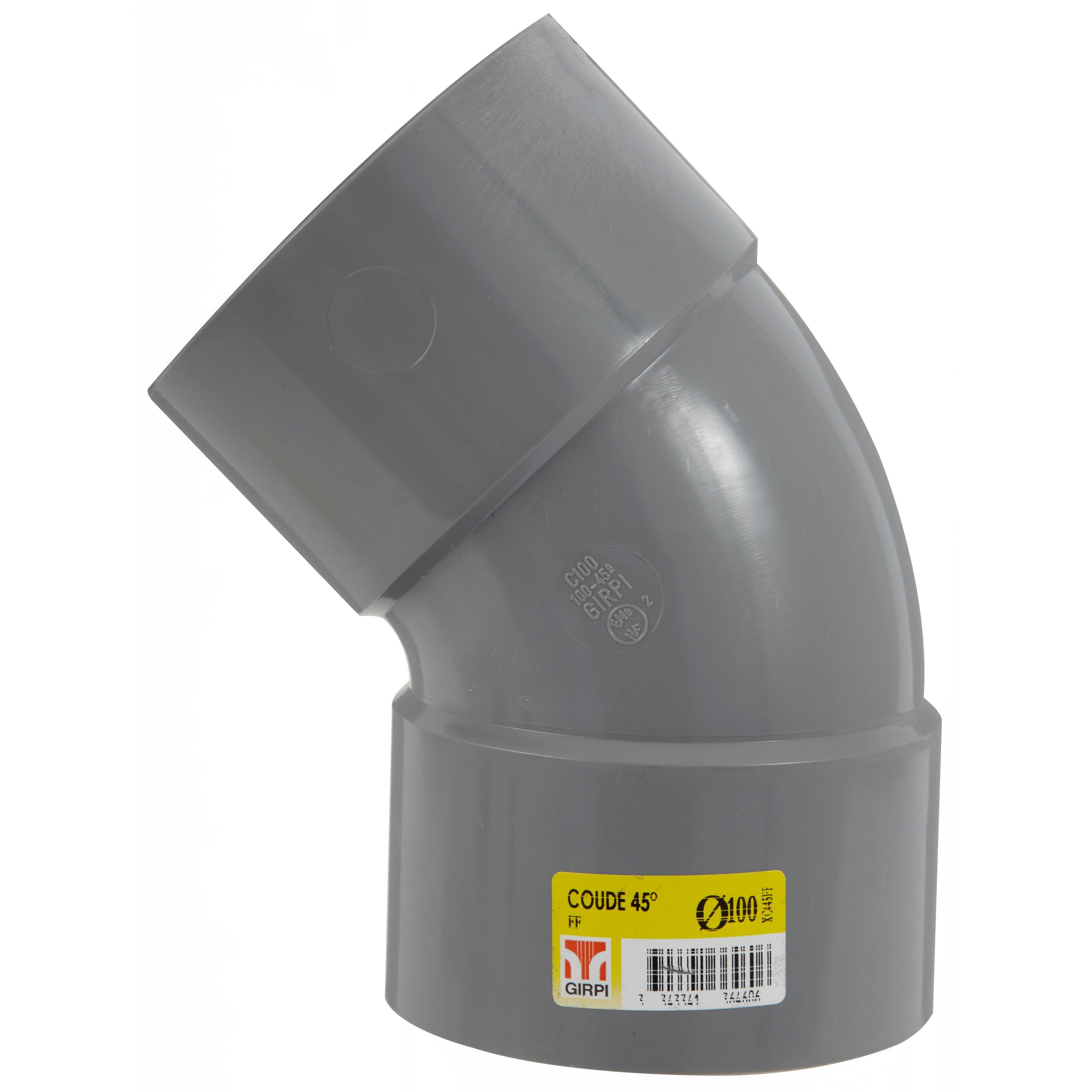 Coude 45° en pvc à coller, femelle / femelle, D100 - 2