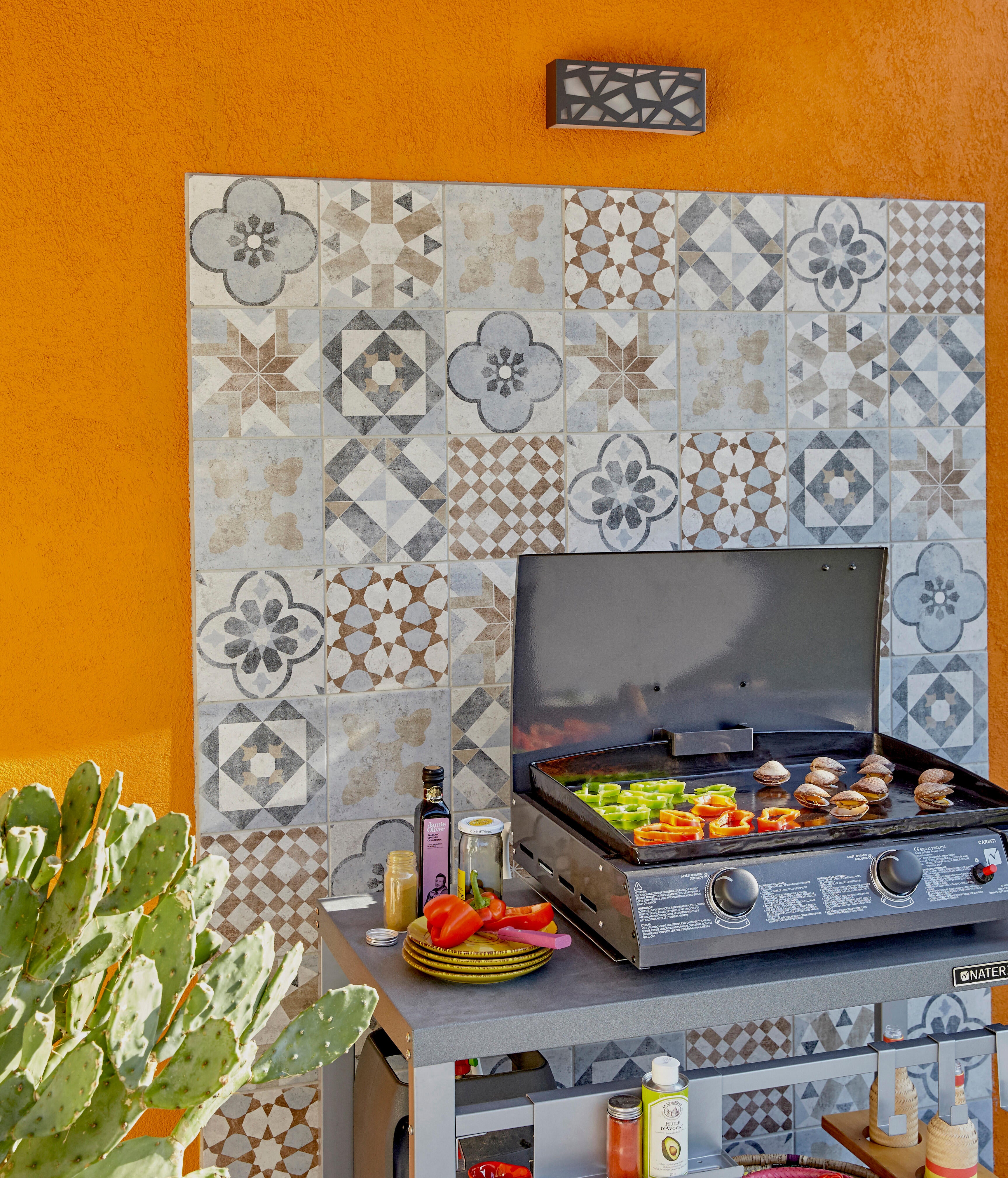 Carrelage sol extérieur effet patchwork gris/bleu Villa l.20 x L.20 cm FRASSINOR - 7