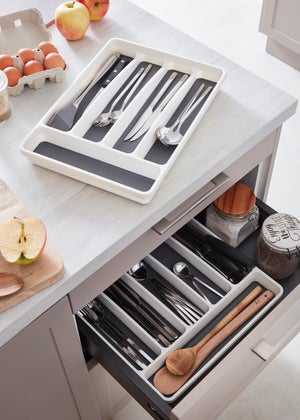 Range Couverts Bambou Burkfeeg - Organisateur Tiroir 6 Compartiments - 38x20x4.9cm - Rangement Cuisine