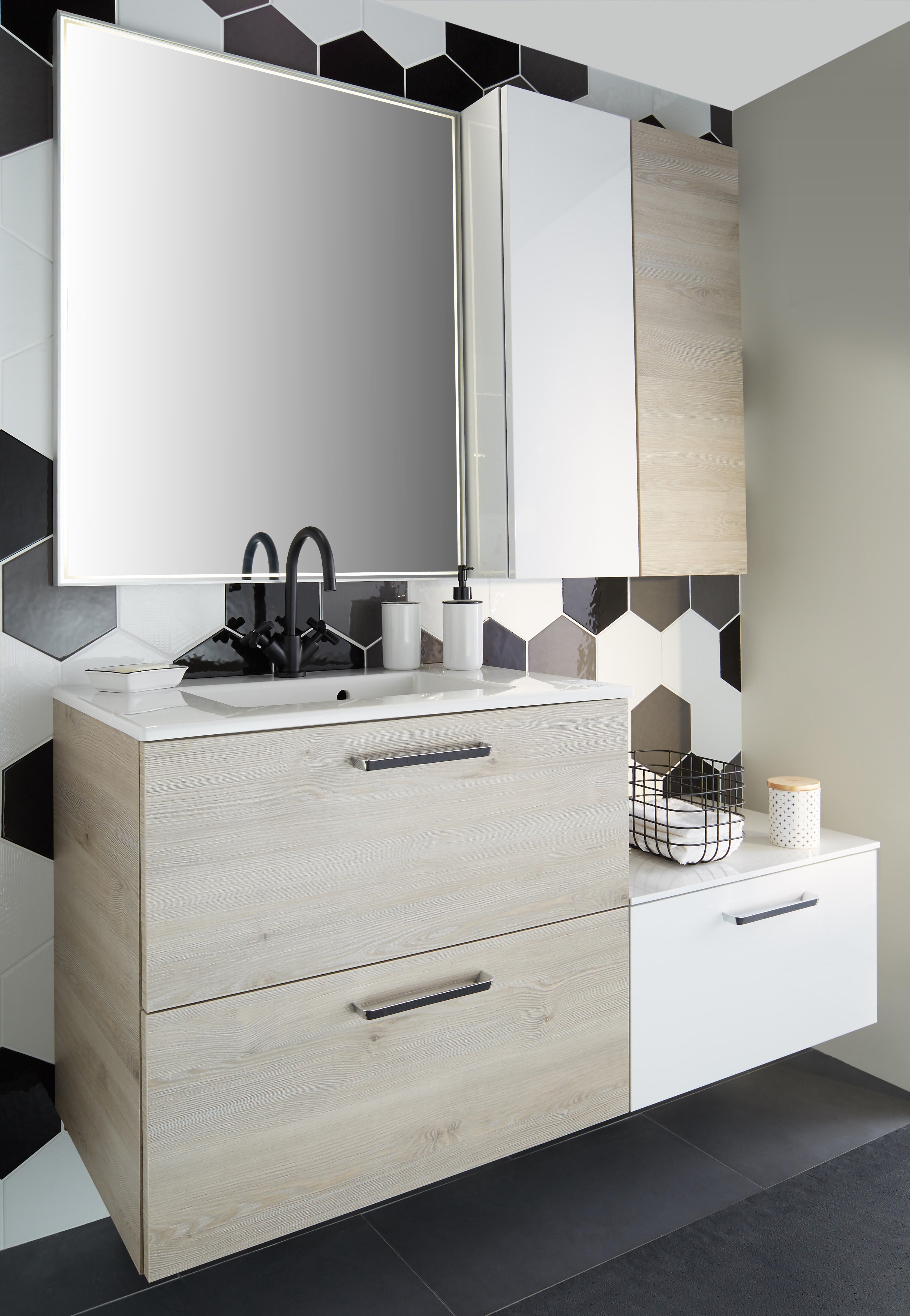 Plan simple vasque centrée Moon porcelaine blanc Brillant l.76 x P.49 cm - 4