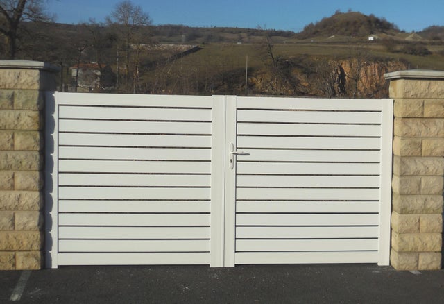 Portail battant pvc Sancy blanc, l.300 cm x H.150 cm