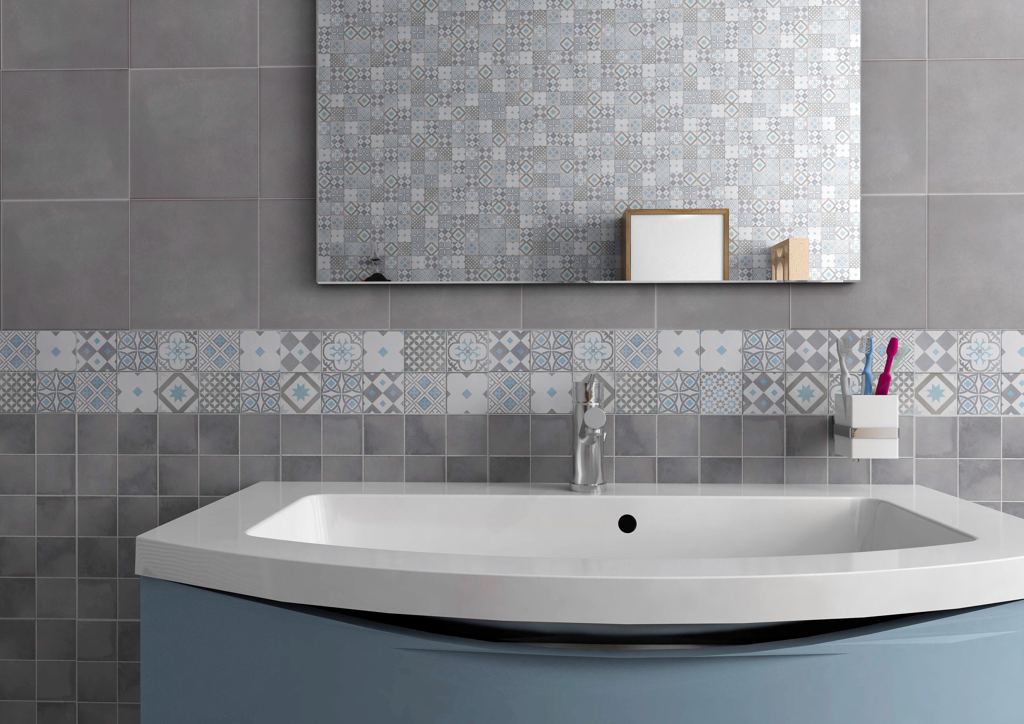 1 plaque de mosaïque Gatsby grès cérame effet ciment 31.7 x 31.7 cm FRASSINORO G - 4