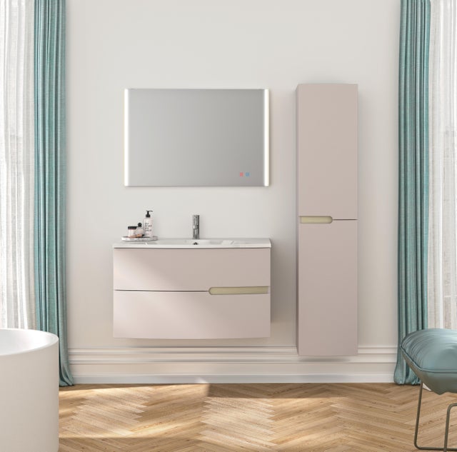 Meuble vasque 2t l.90.2 x H.53.6 x P.51.6cm beige nude Egerie