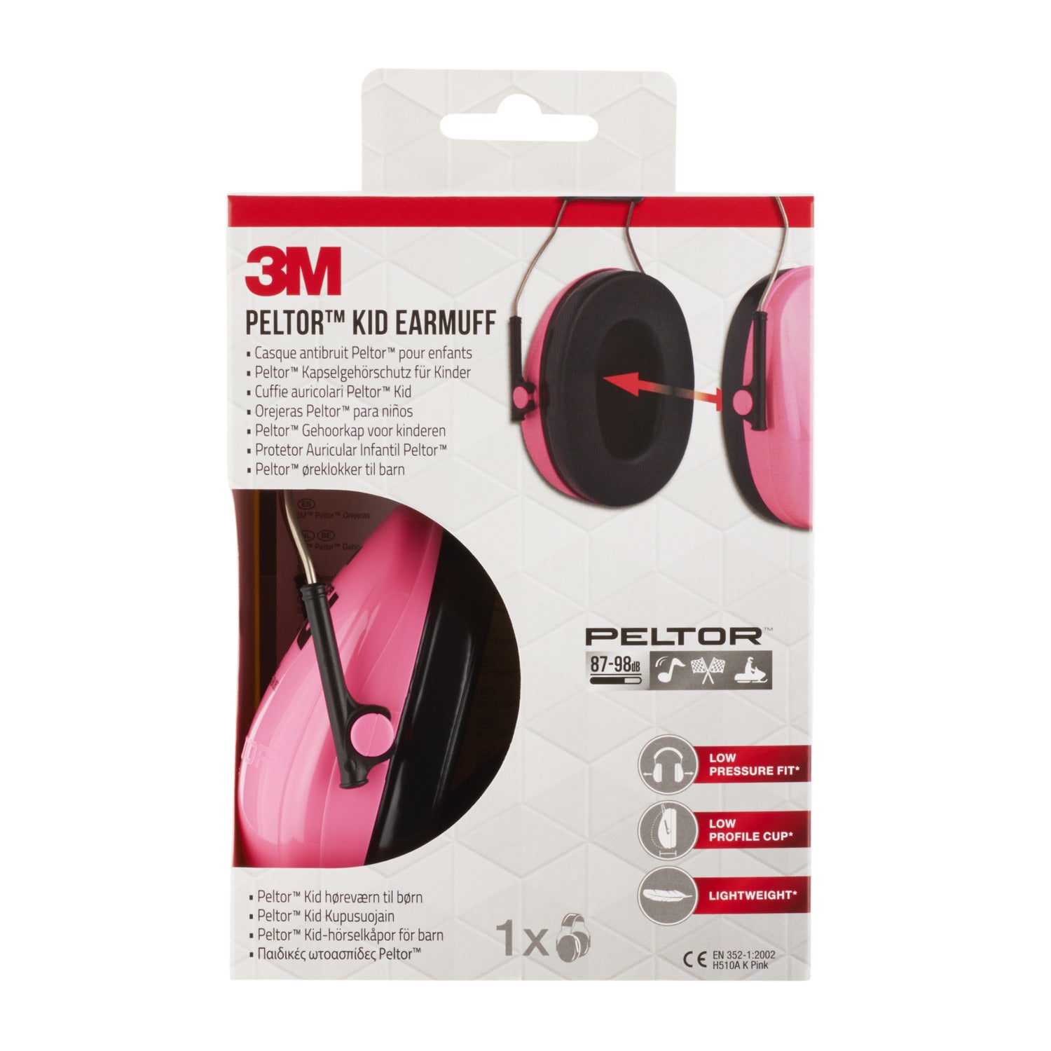 Casque antibruit snr 27 db Peltor pour enfant rose 3M 87-98db - 2