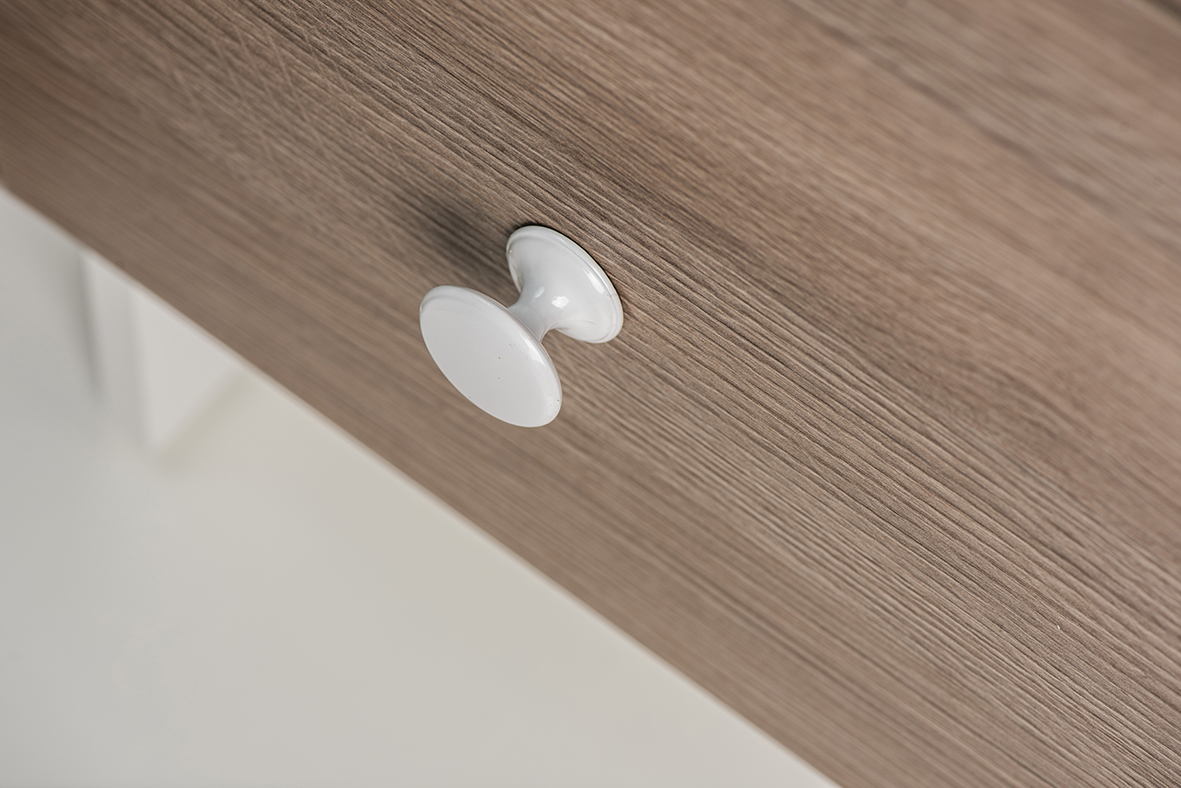 4 boutons de meuble ronds, zamak blanc verni, Diam.32 mm - 3