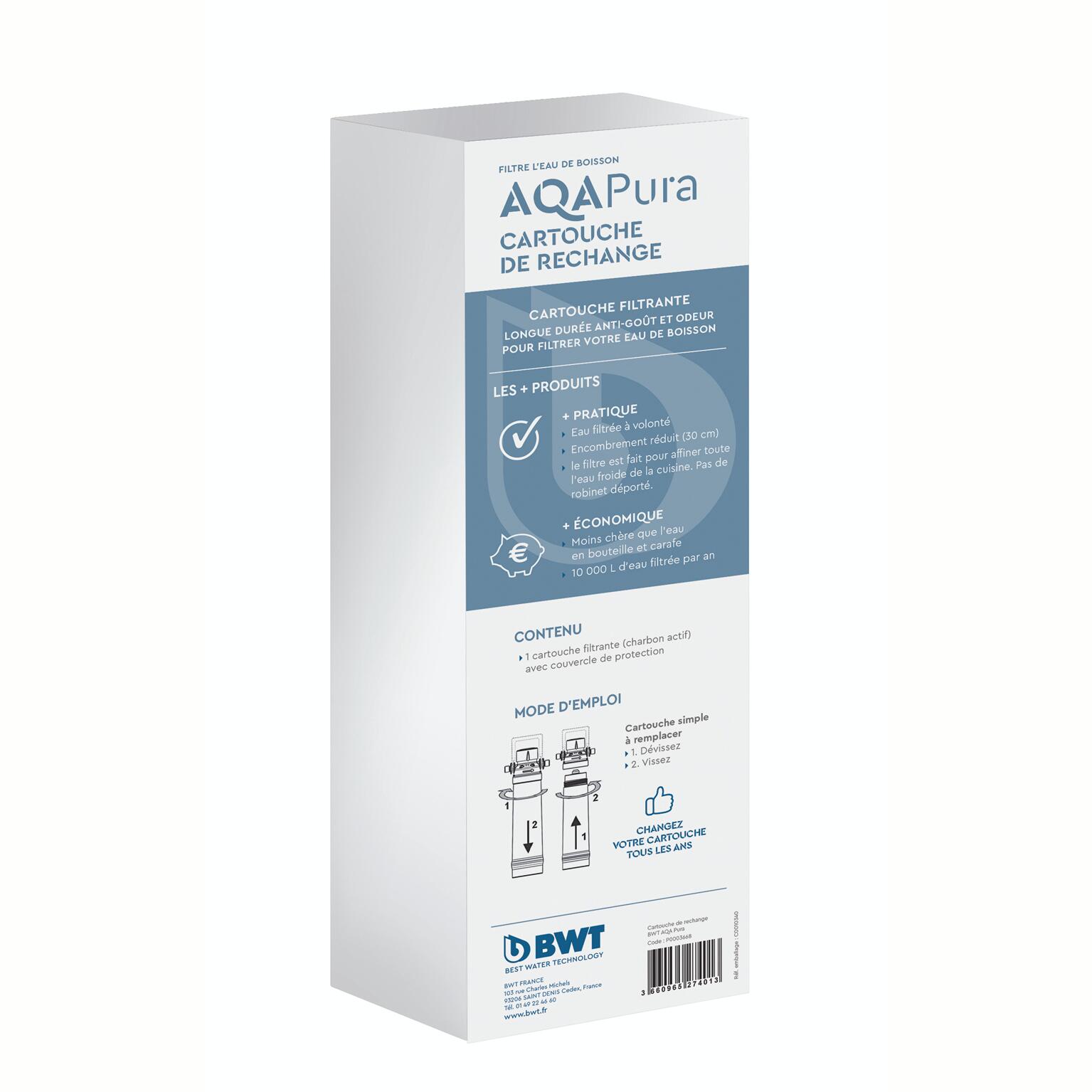 Cartouche filtrante anti-goût et odeurs pour Filtre sous évier BWT AQA PURA - 3
