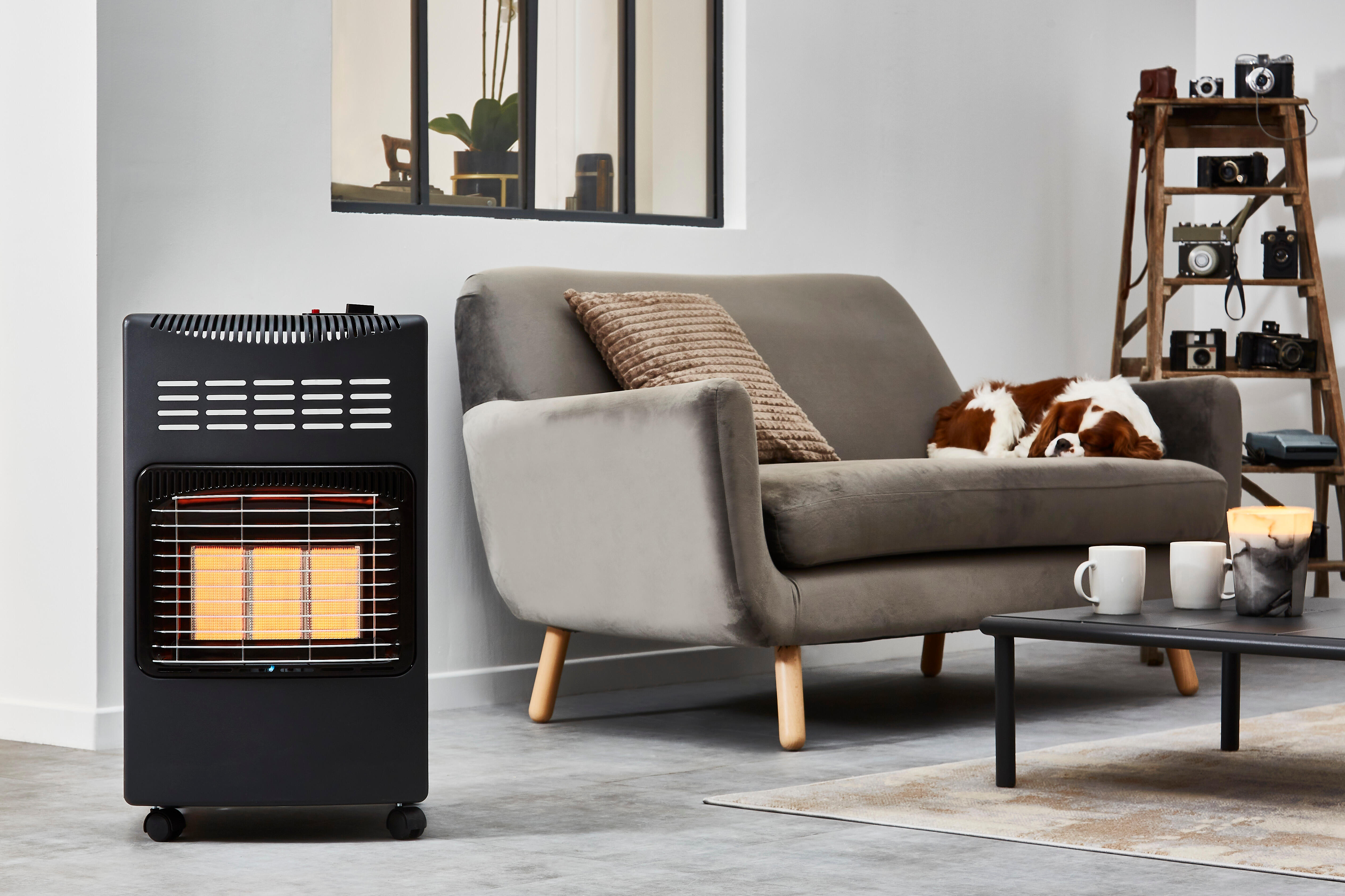 Chauffage Gaz Infrarouge Pliable 4.2 KW - 3 Puissances, Sécurité Anti-bascule, Roues Incluses