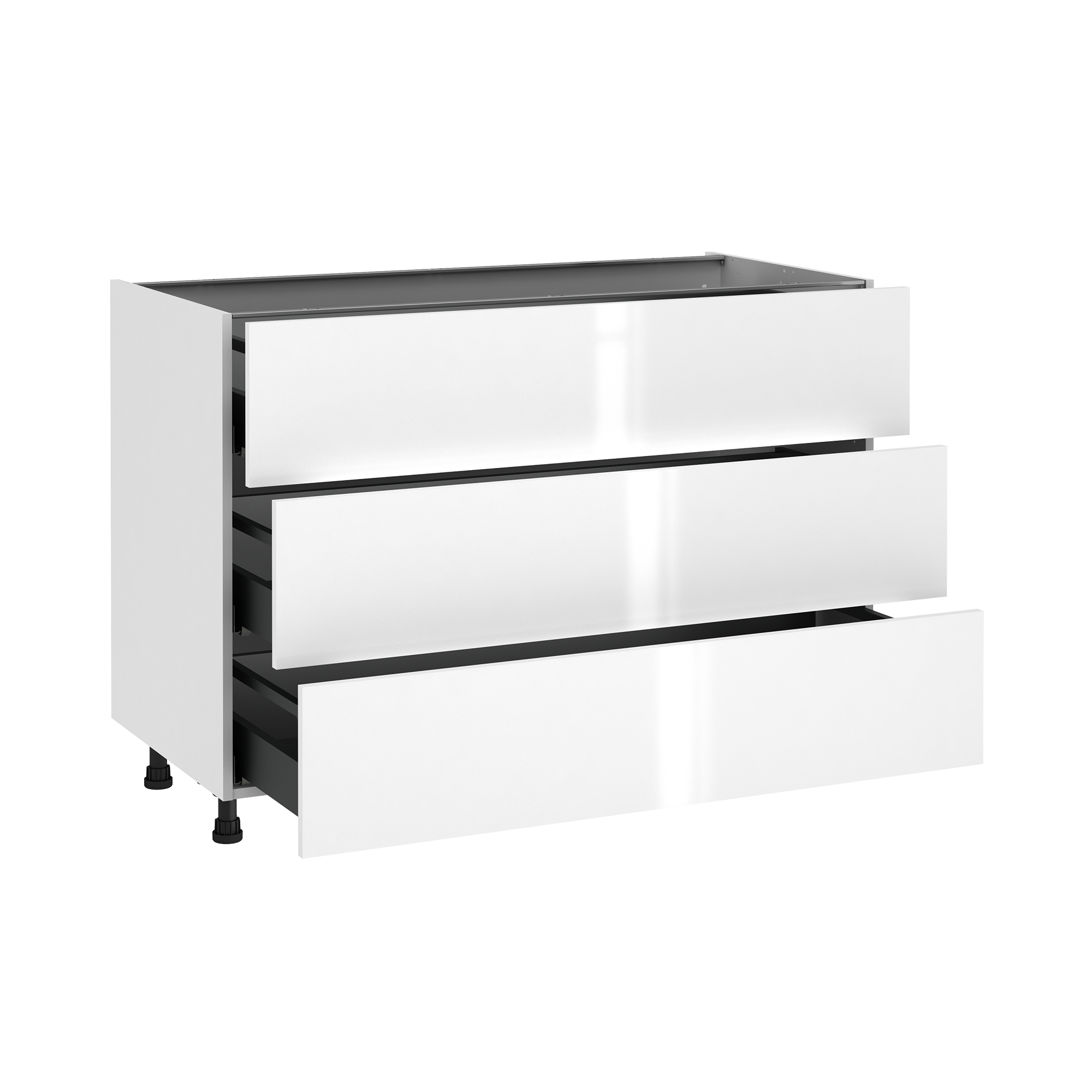 Mueble bajo de cocina delinia id sevilla blanco brillo 76,8x120cm 3 caj 3 cac