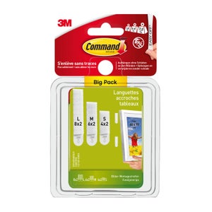 Tesa Powerstrips Small - 12 Bandes Adhésives Double Face Amovibles, Support Jusqu'à 1 Kg, Blanc