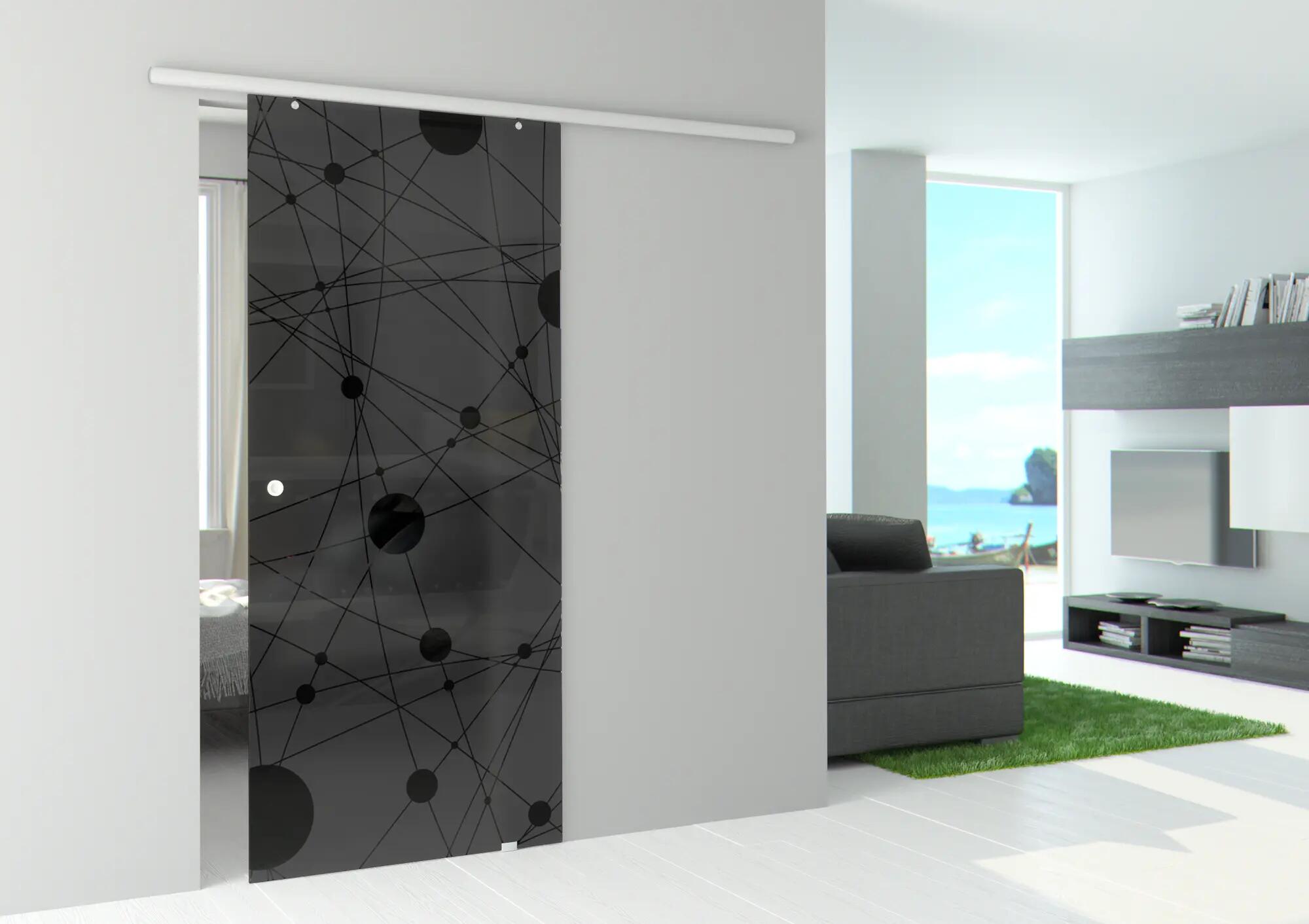 Anta per porta scorrevole esterno muro Euclide fumè in vetro, L 76 x H 215 cm spessore 8 mm, apertura reversibile - 2