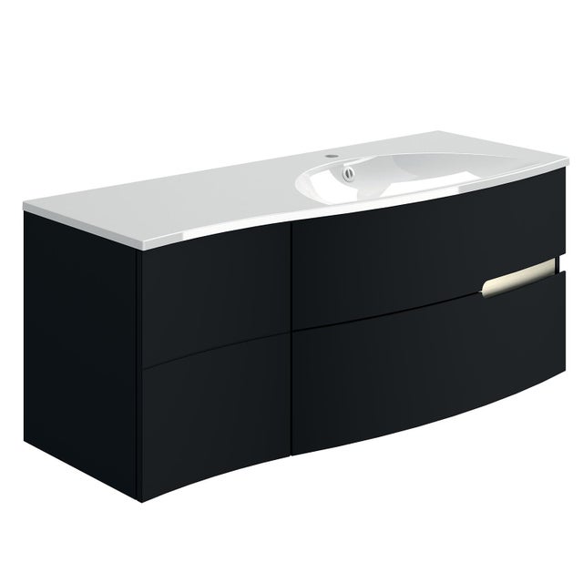Meuble vasque 2t/1p l.130.2 x H.53.6 x P.51.6cm noir Egerie