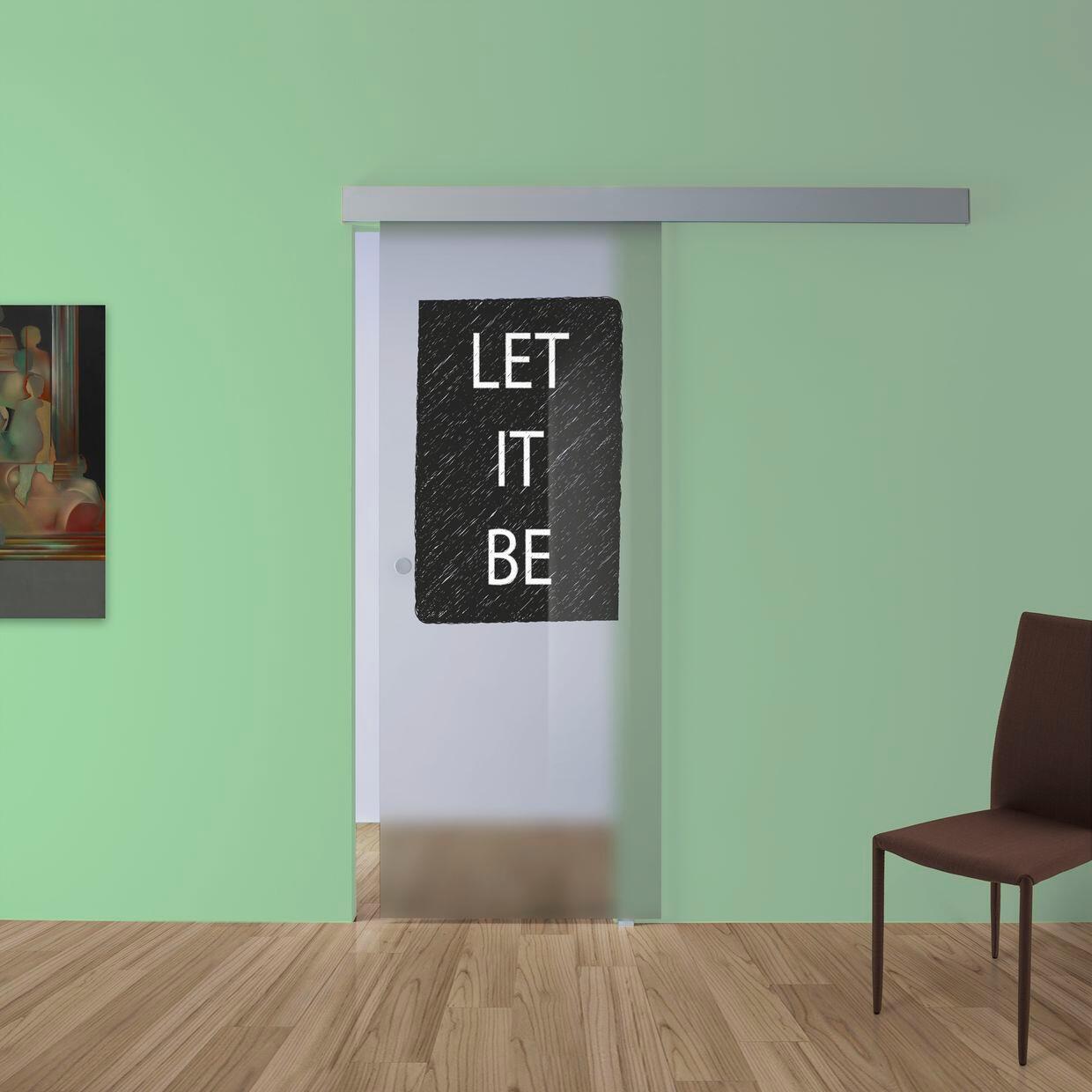 Anta per porta scorrevole esterno muro Let It Be in vetro nero, L 88 x H 215 cm spessore 8 mm, apertura destra - 2