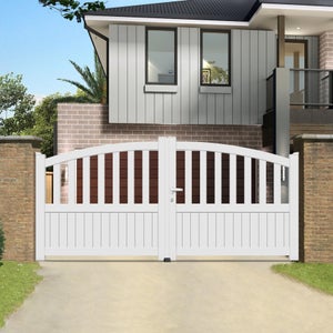 Portail battant aluminium Florenca blanc, l.300 x H.120-140 cm